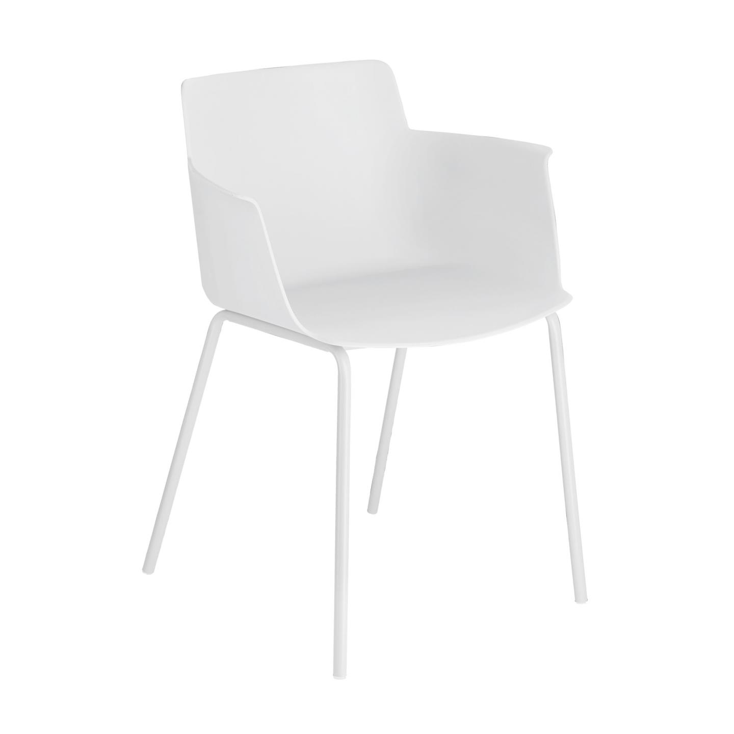 LAFORMA Hannia spisebordsstol, m. armlæn - hvid polypropylen og hvid stål
