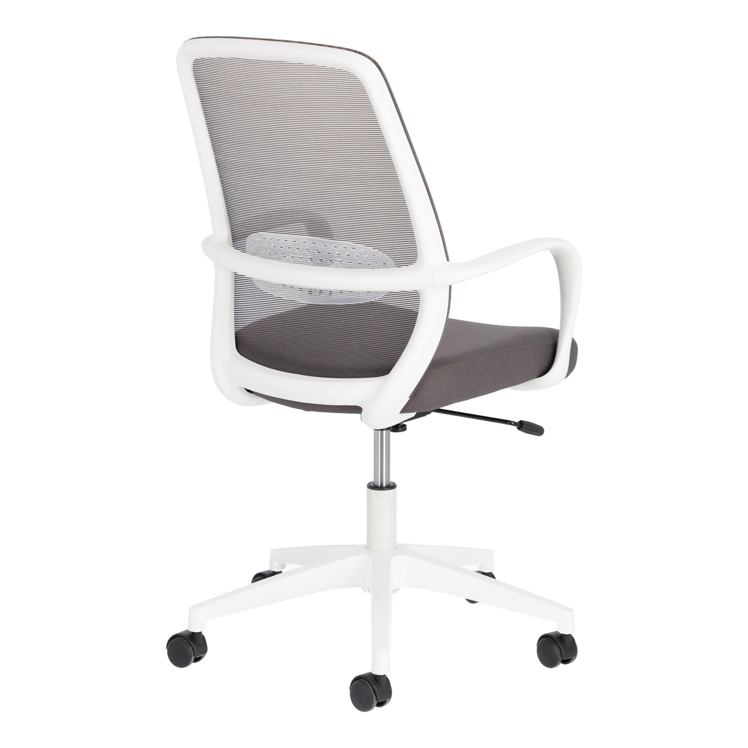 Billede af LAFORMA Melva skrivebordsstol, justerbar, m. armlæn, hjul og drejefunktion - gråt stof/hvidt plast