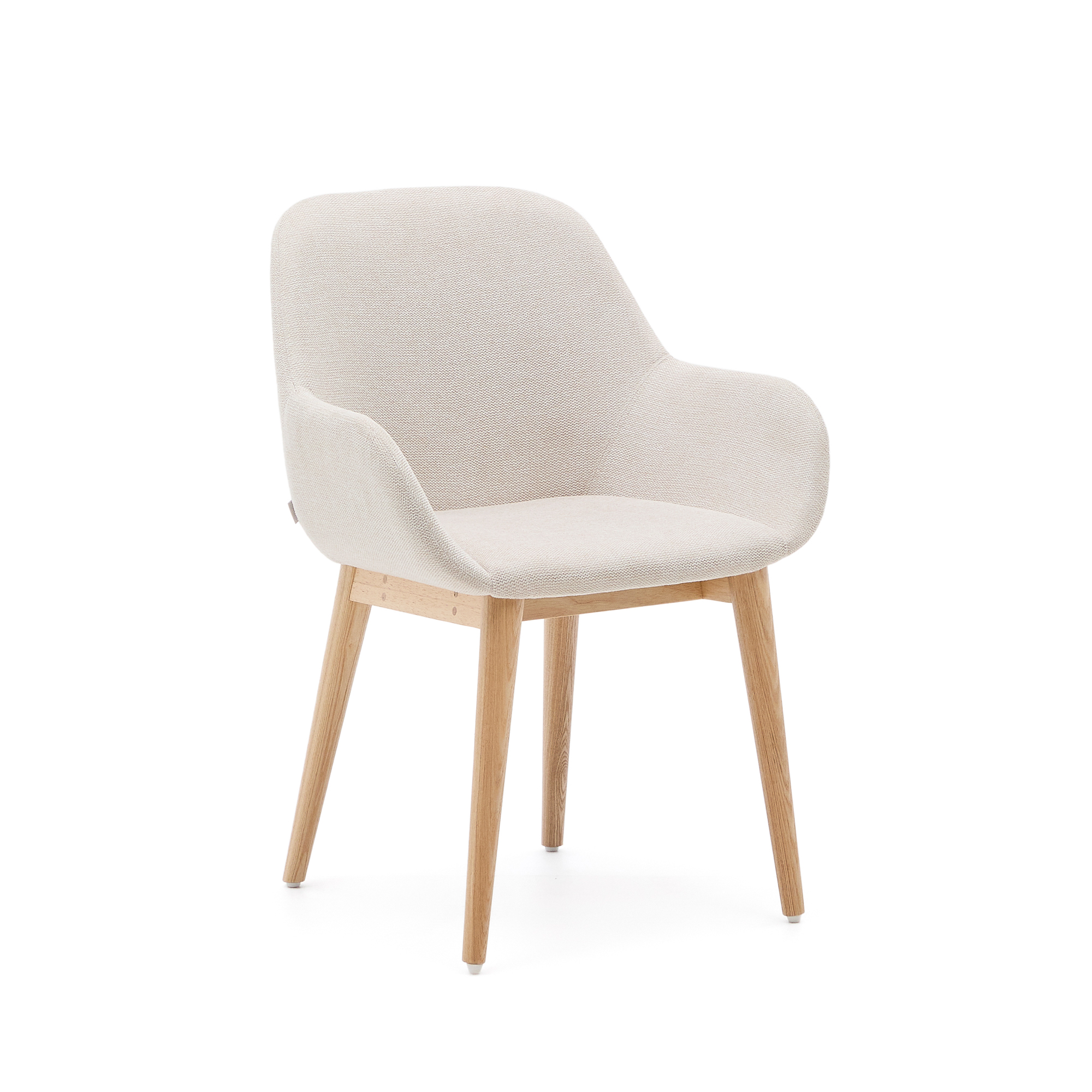KAVE HOME Konna spisebordsstol, m. armlæn - beige stof og natur asketræ
