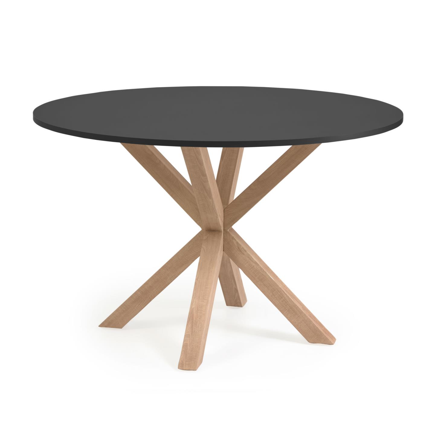 LAFORMA Full Argo matbord, runt - svart trä och naturstål med träeffekt