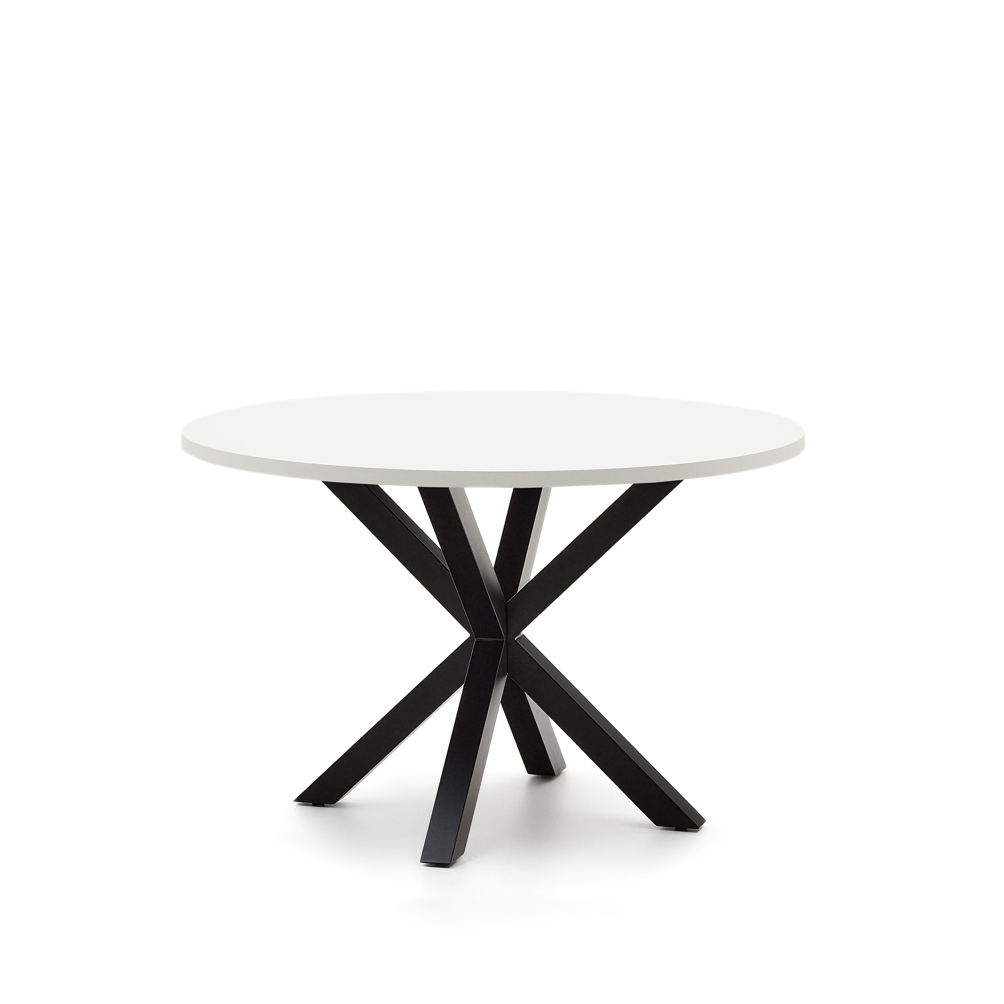 KAVE HOME Argo runt bord i vit melamin och stålben med svart finish É 120 cm