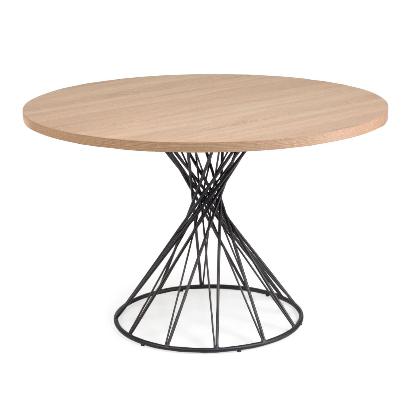 2: LAFORMA Niut spisebord, rundt (Ø: 120cm), træ (MDF) i naturfinnish med stålben