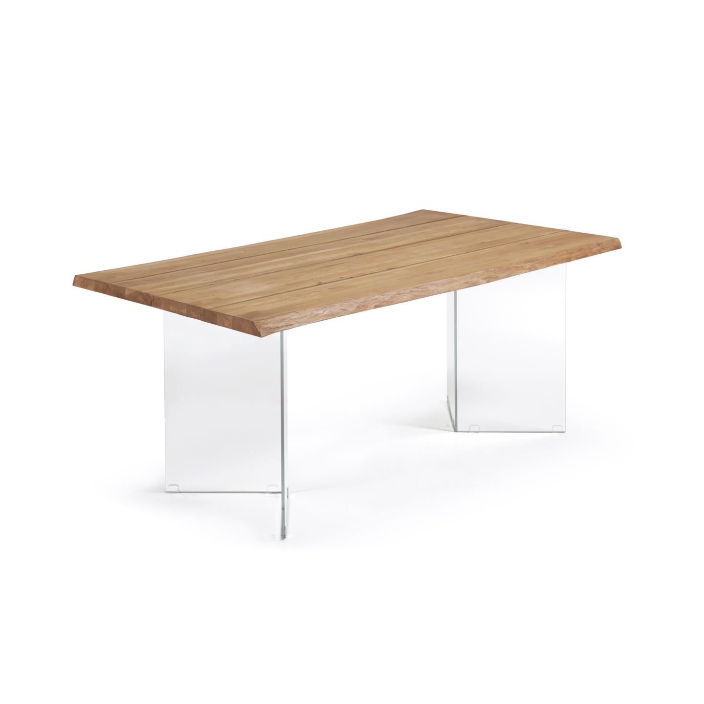 LAFORMA Lotty spisebord, rektangulær - natur egefiner og klar glas (160x90)