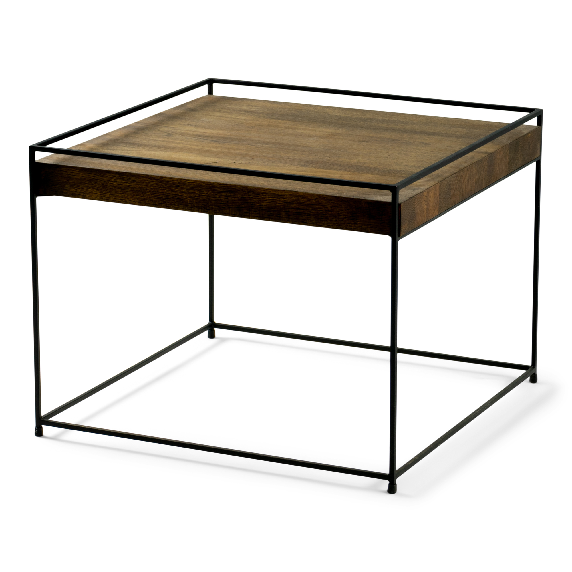 Billede af TORNA DESIGN Thin wood sofabord, kvadratisk - valnød eg og sort stål (60x60)