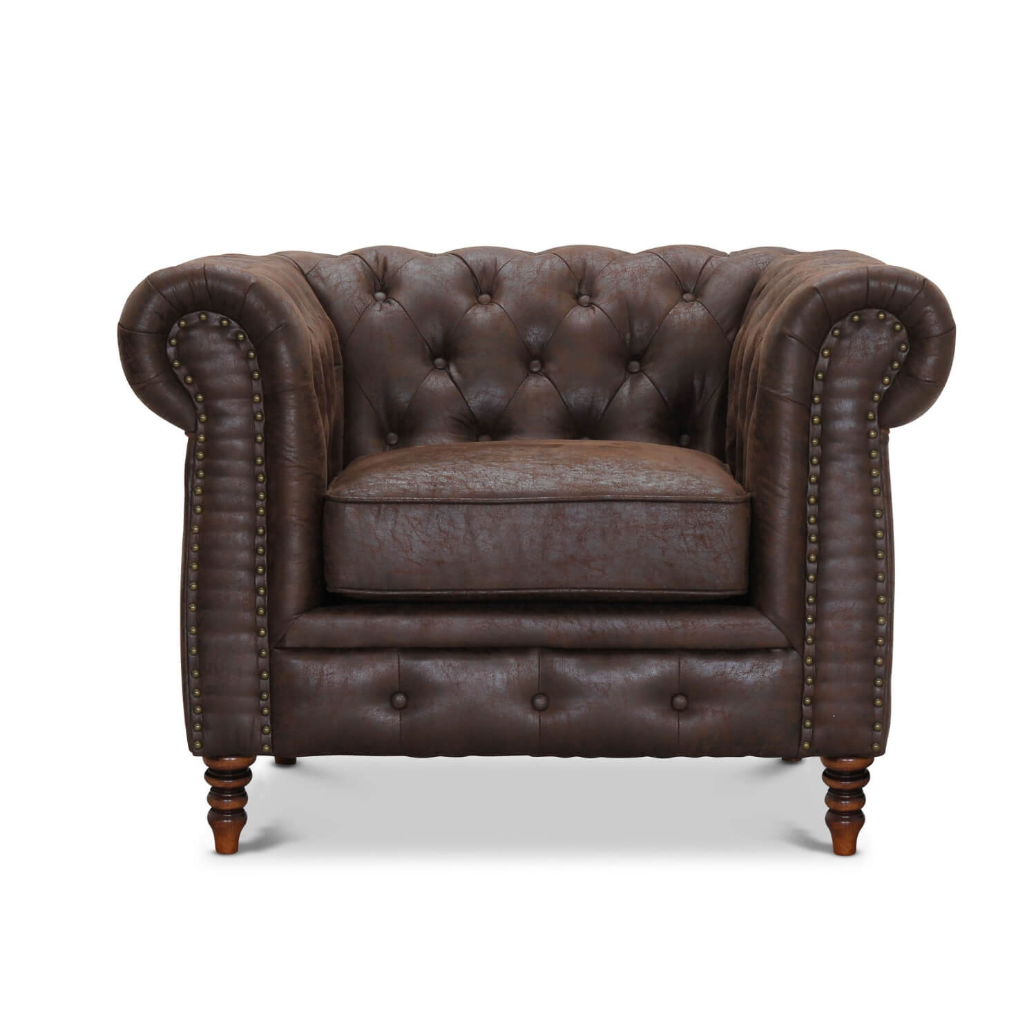 Cambridge chesterfield stol - brun vintage læder thumbnail