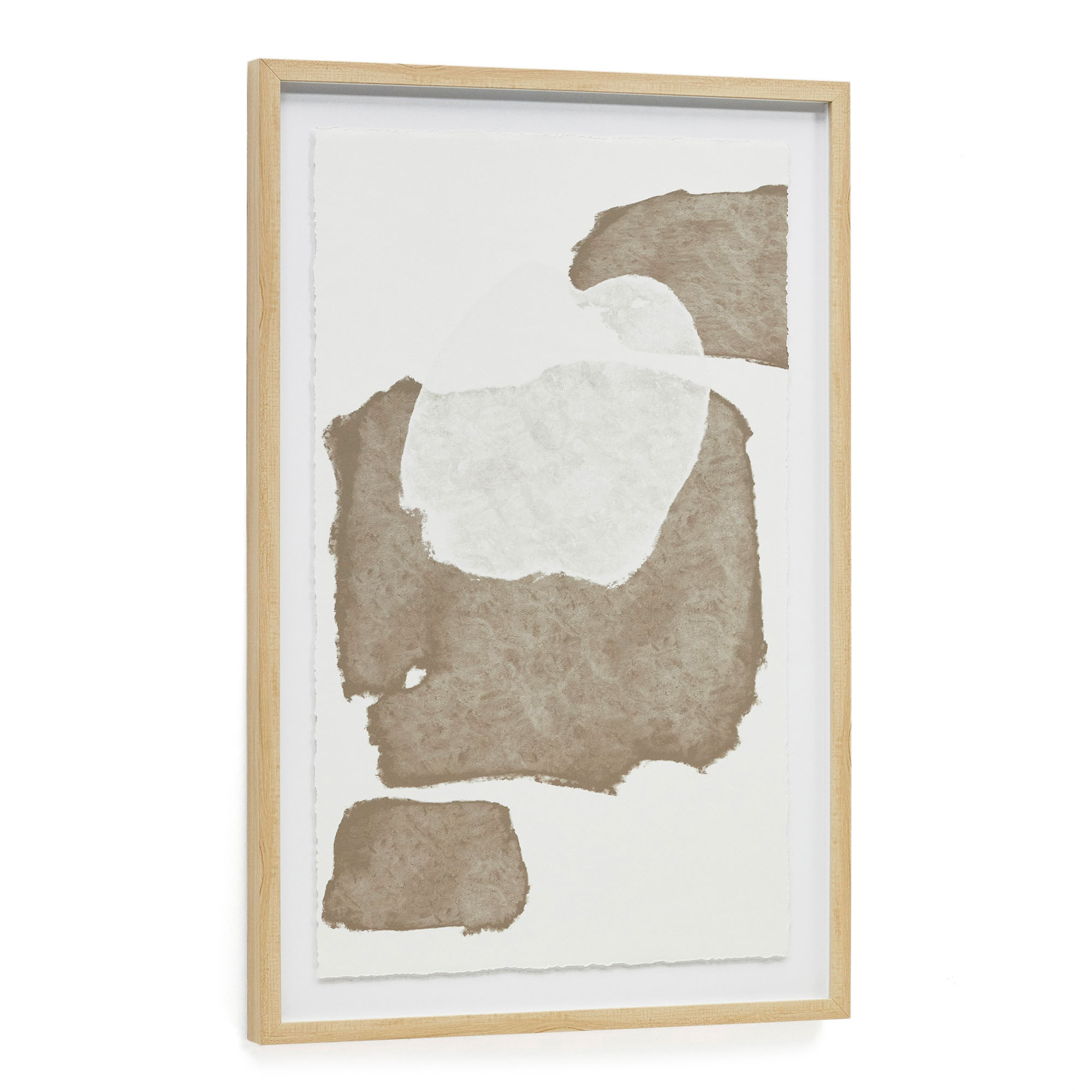 KAVE HOME Torroella abstrakt billede, m. glasramme - hvid, brun papir (60x90)