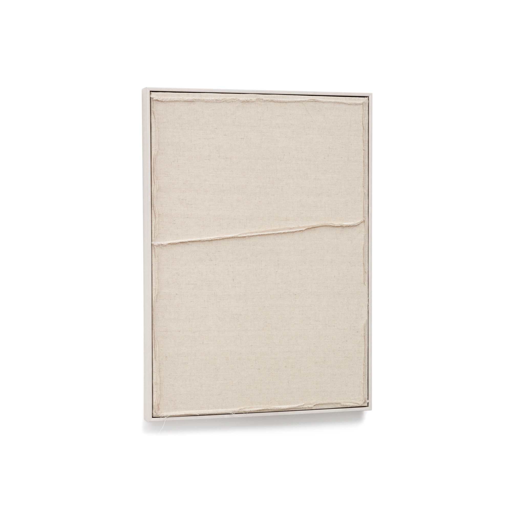 KAVE HOME Maha vægdekoration med vandret streg, rektangulær - beige hør (52x72)