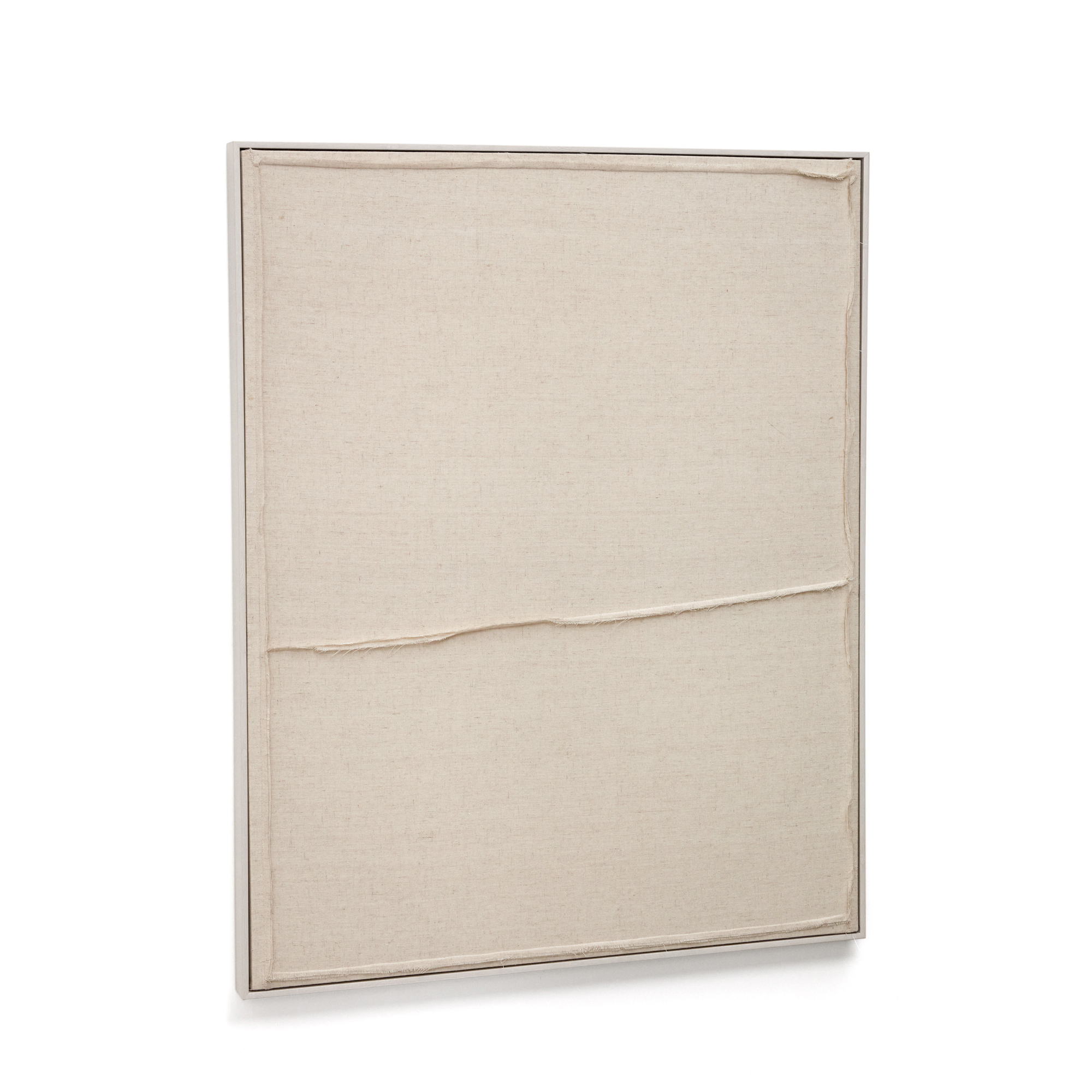 KAVE HOME Maha vægdekoration med vandret streg, rektangulær - beige hør (82x102)