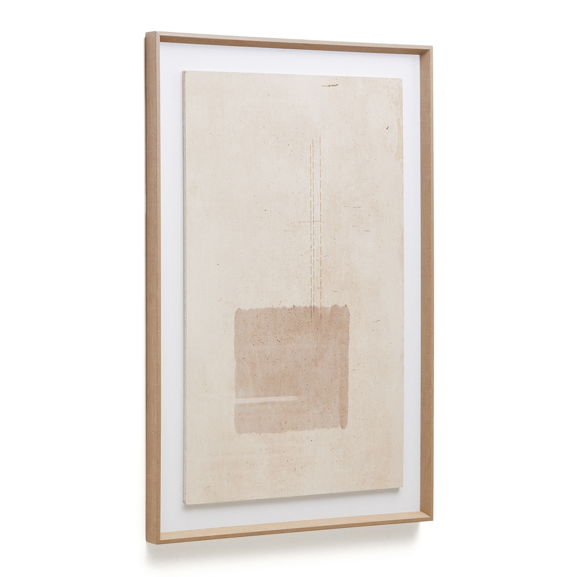 KAVE HOME Sormina relief maleri, m. 1 brun firkant, rektangulær - beige lærred (60x90)