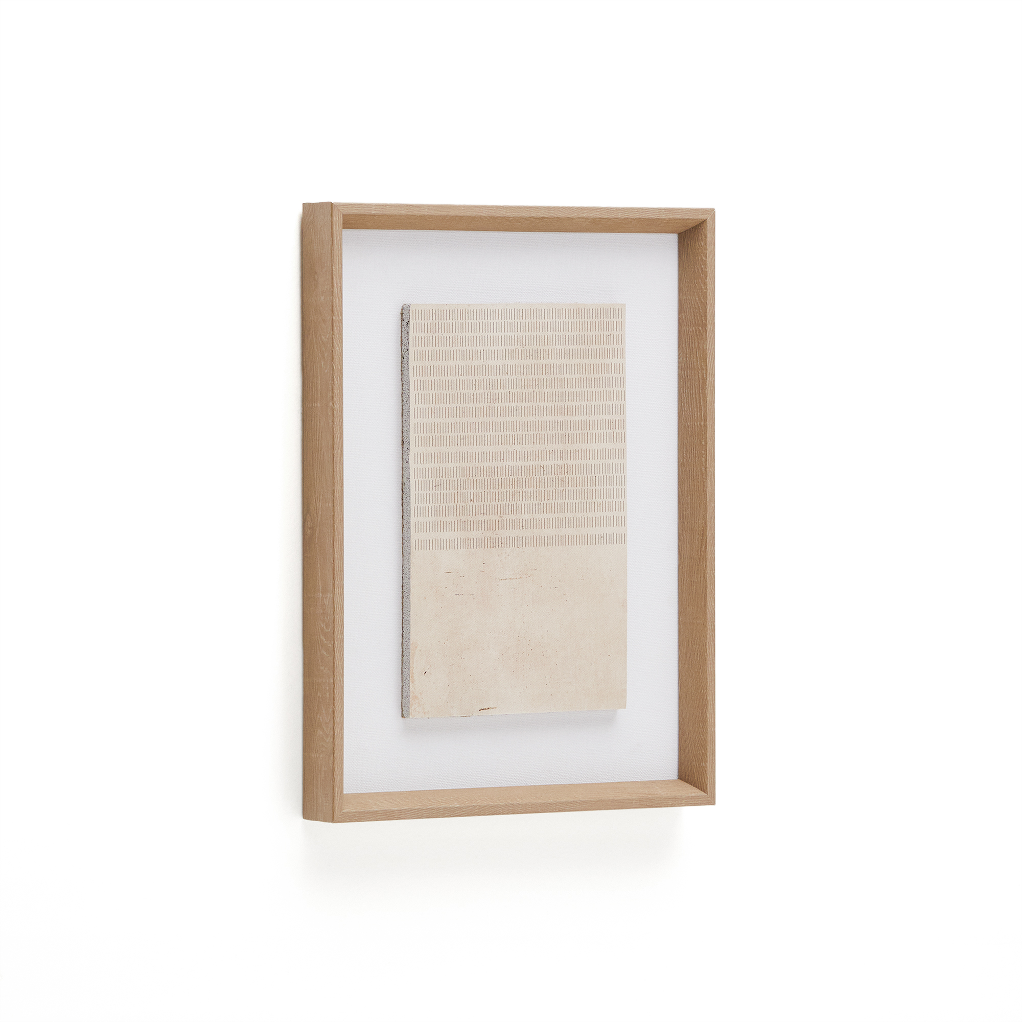 KAVE HOME Sormina relief maleri, m. brune striber øverst, rektangulær - beige lærred (30x40)