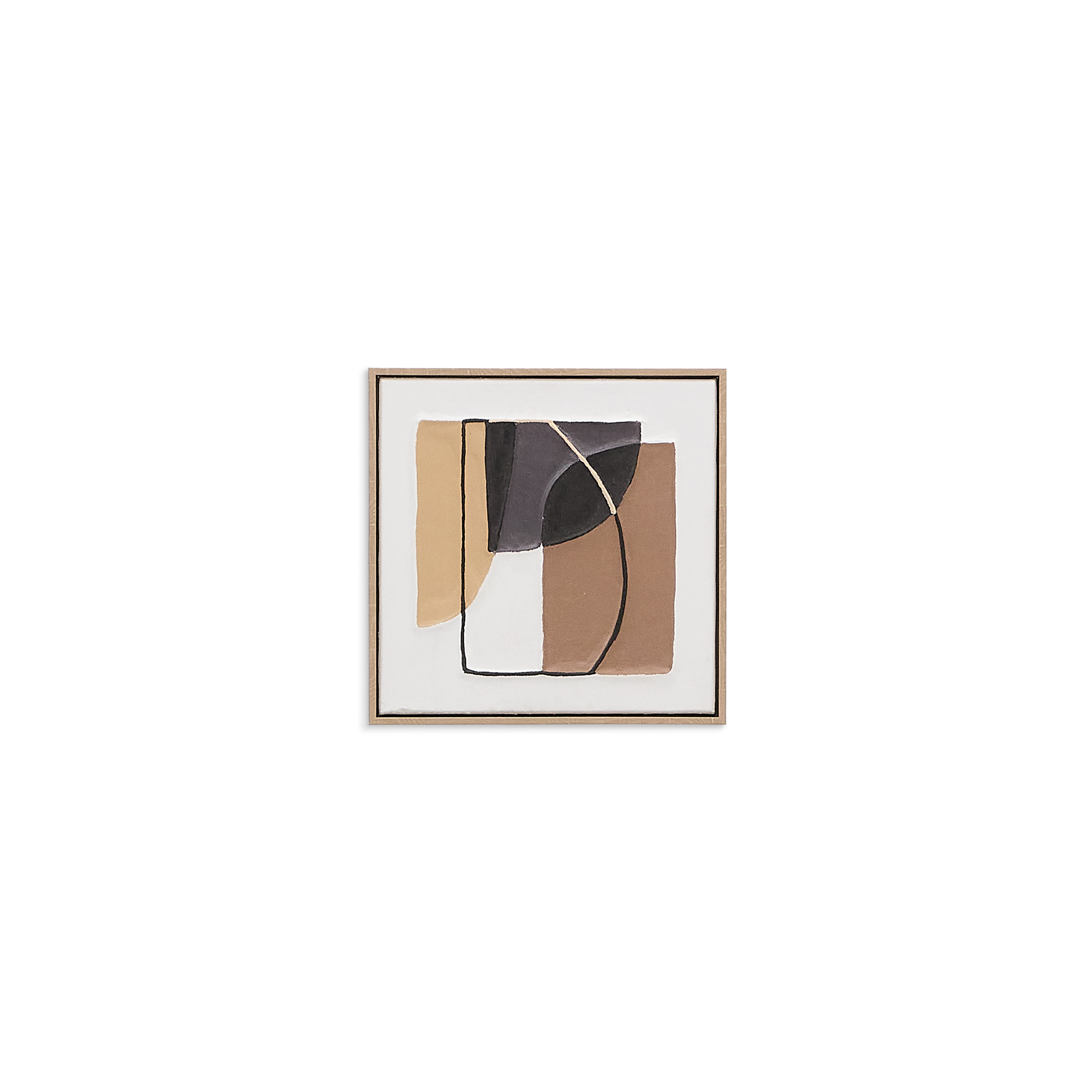 KAVE HOME Zay relief billede, m. geometriske former og træramme - beige, grå, hvid lærred (40x40)