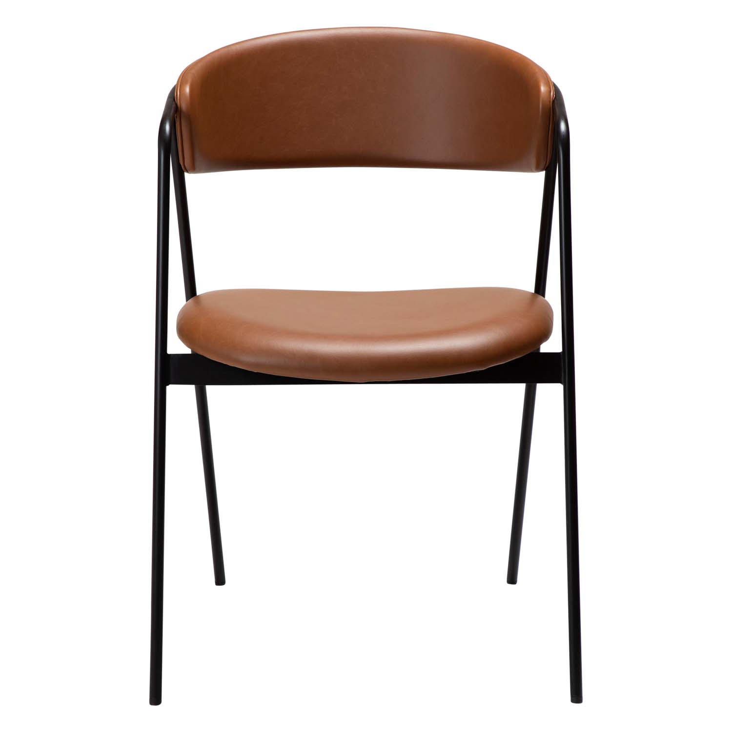 DAN-FORM Swell spisebordsstol - vintage lysebrun kunstlæder og sort stål