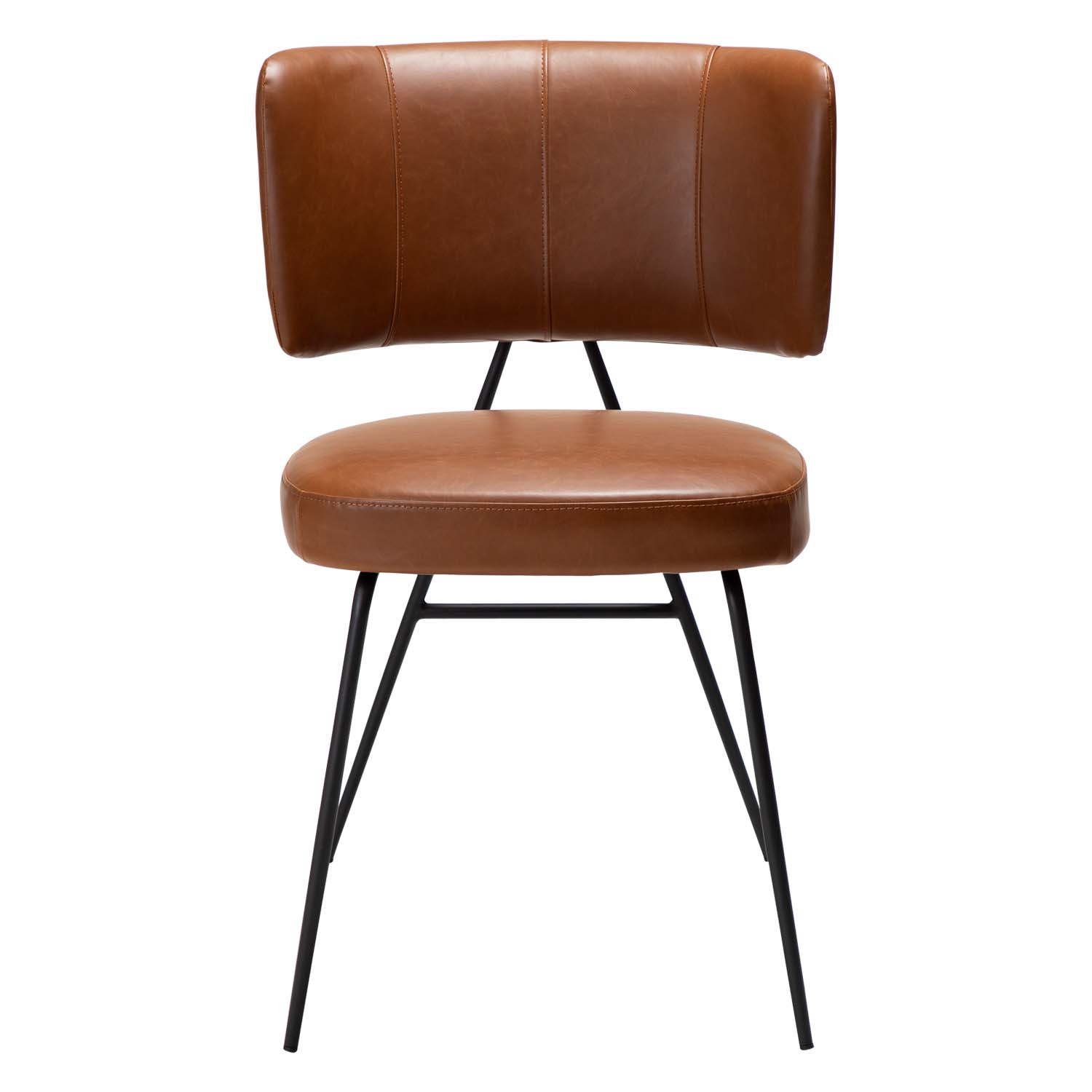 DAN-FORM Roost spisebordsstol - vintage lysebrun kunstlæder og sort stål