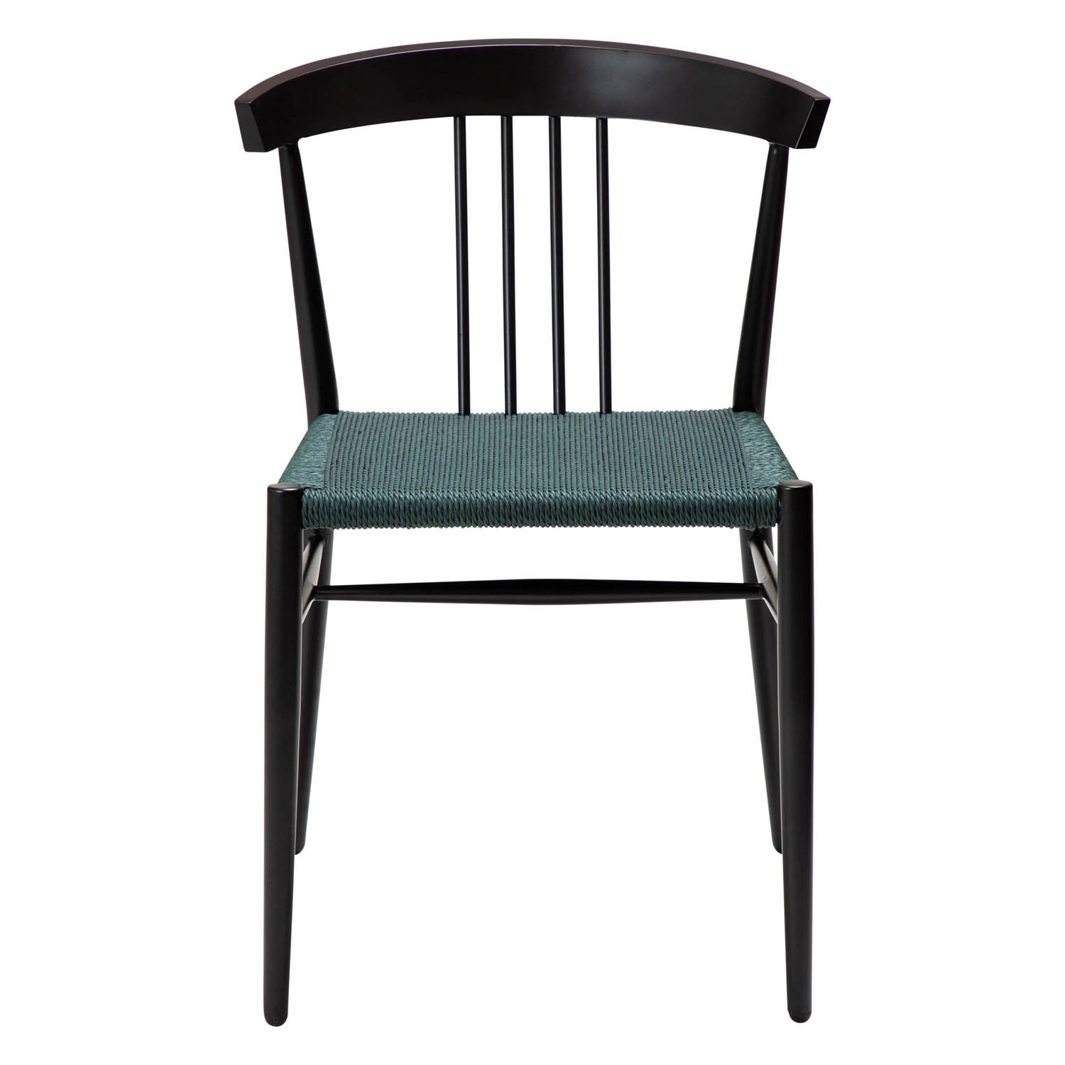 #3 - DAN-FORM Sava spisebordsstol - grøn gavl papirsnor og sort stål