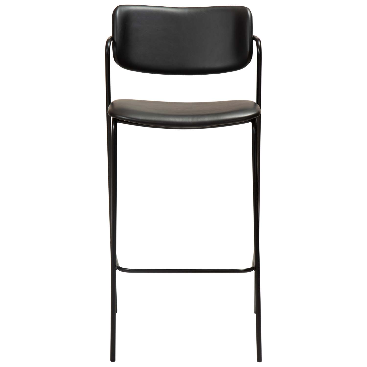 DAN-FORM Zed barstol, m. ryglæn, armlæn og fodstøtte – vintage sort kunstlæder og sort stål