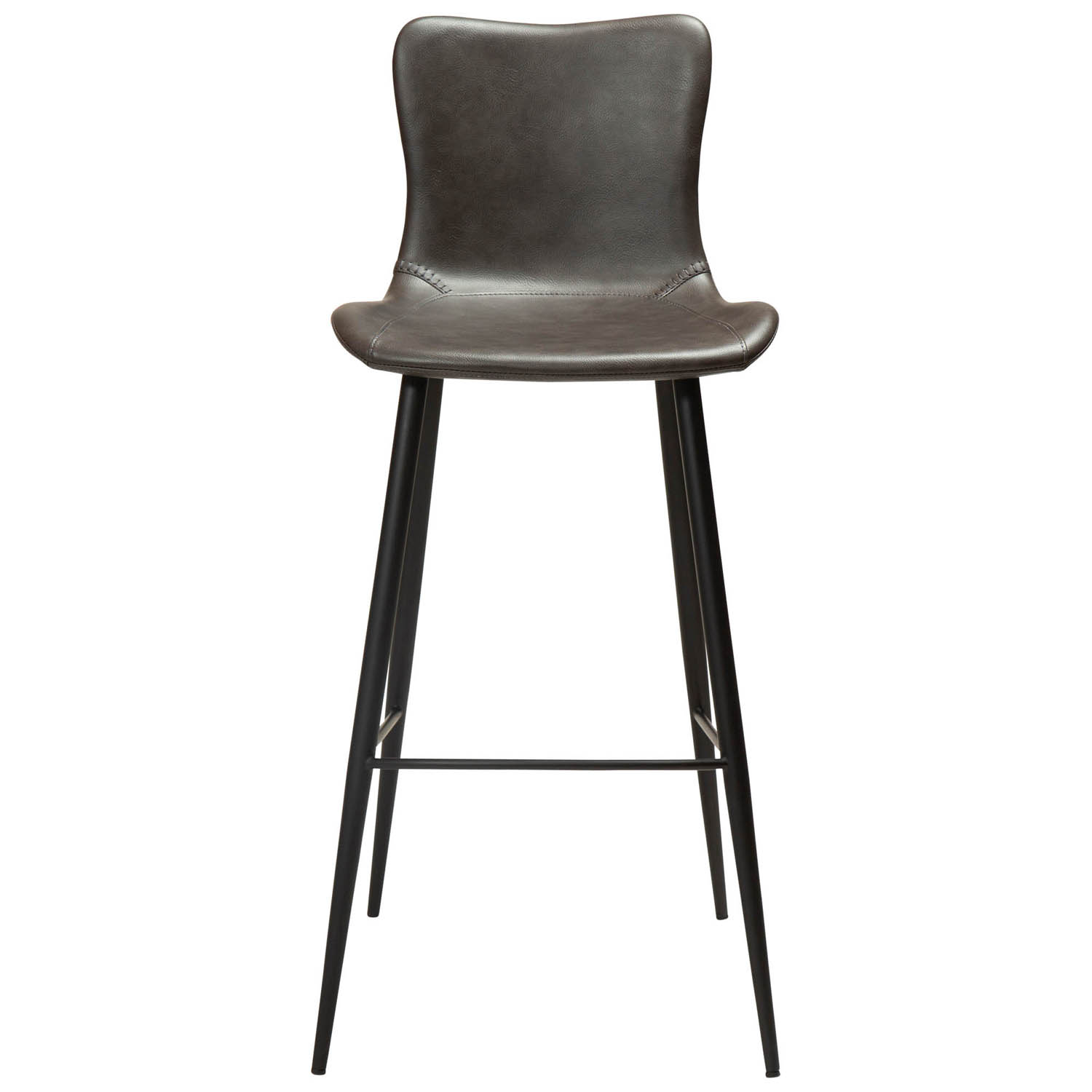 DAN-FORM Medusa barstol, m. ryglæn og fodstøtte – vintage grå kunstlæder og sort stål