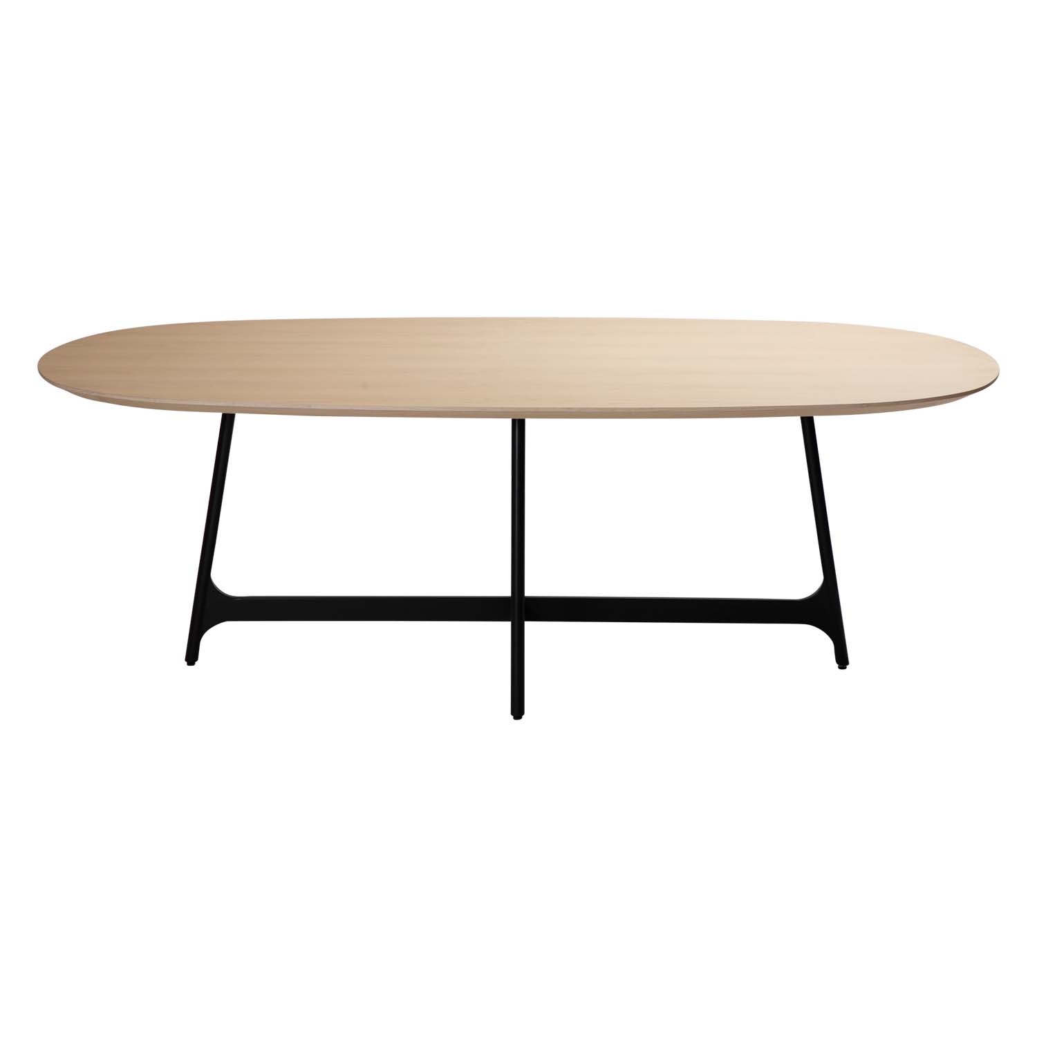 9: DAN-FORM Ooid spisebord, oval - brun egefinér og sort stål (110x220)