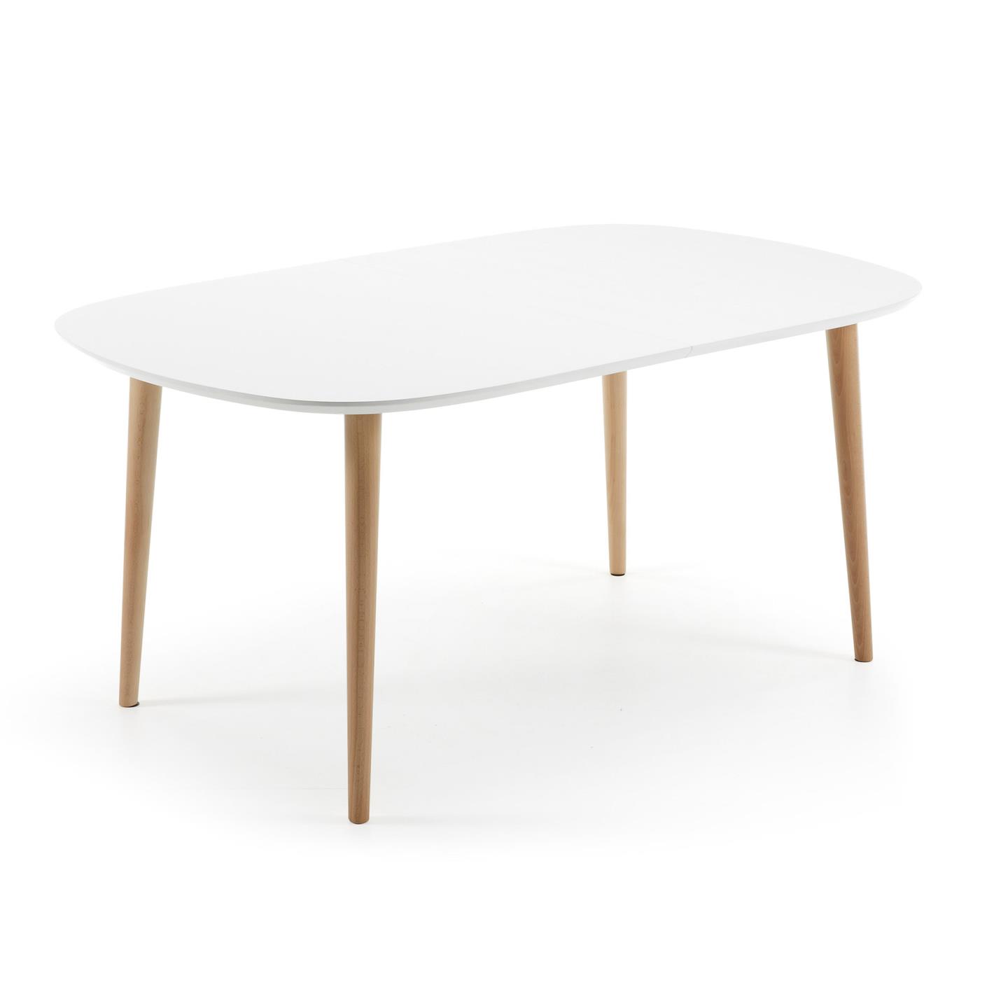 LAFORMA Oqui spisebord m. tillægsplader, ovalt, hvid MDF 160 (260) x 100 cm
