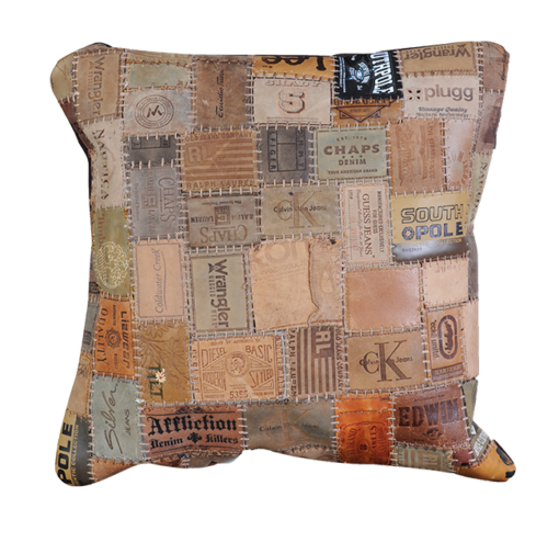 FUHRHOME New Orleans pude - ægte brunt (multifarvet) genbrugt læder, patchwork (45x45) thumbnail