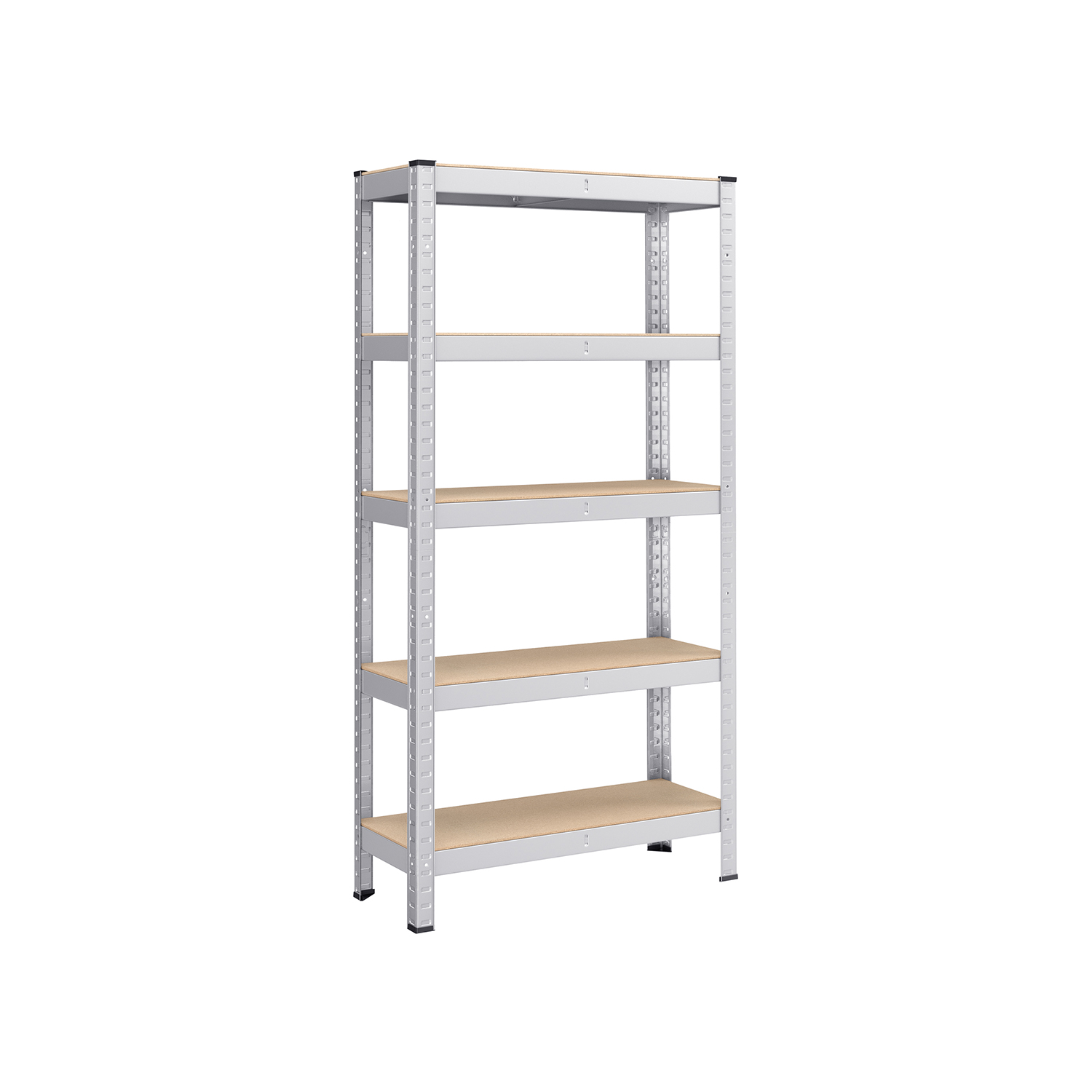 SONGMICS 5-etagers reol, stålreol til opbevaring, boltløs montering, til garage, skur, lasteevne 650 kg, 30 x 75 x 150 cm, sølv GLR030E01