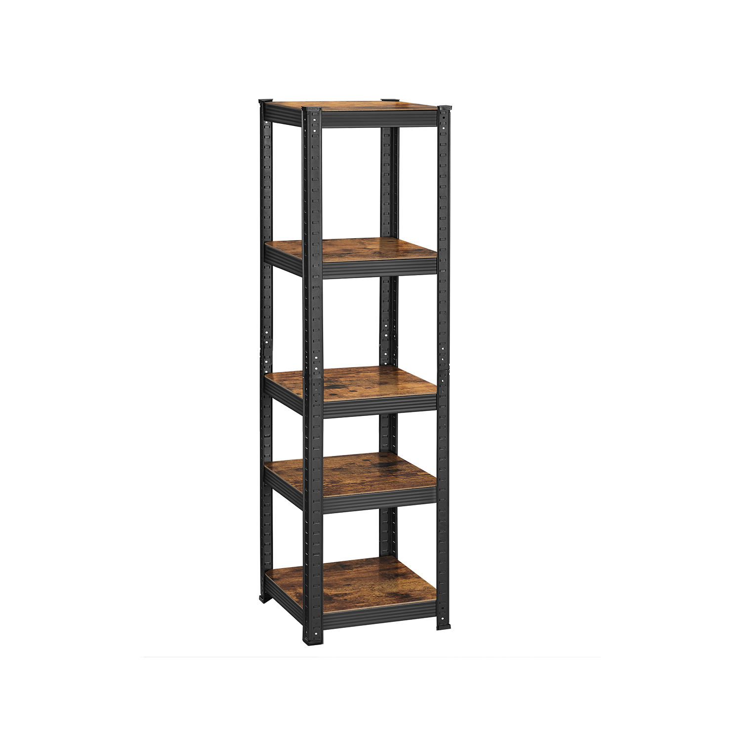 SONGMICS hyllenhet, 37 x 37 x 150 cm, 400 kg lastkapacitet (80 kg per hyllplan), industriell, justerbara förvaringshyllor, för vardagsrum, kök, garage, rustik brun och svart GLR037B01
