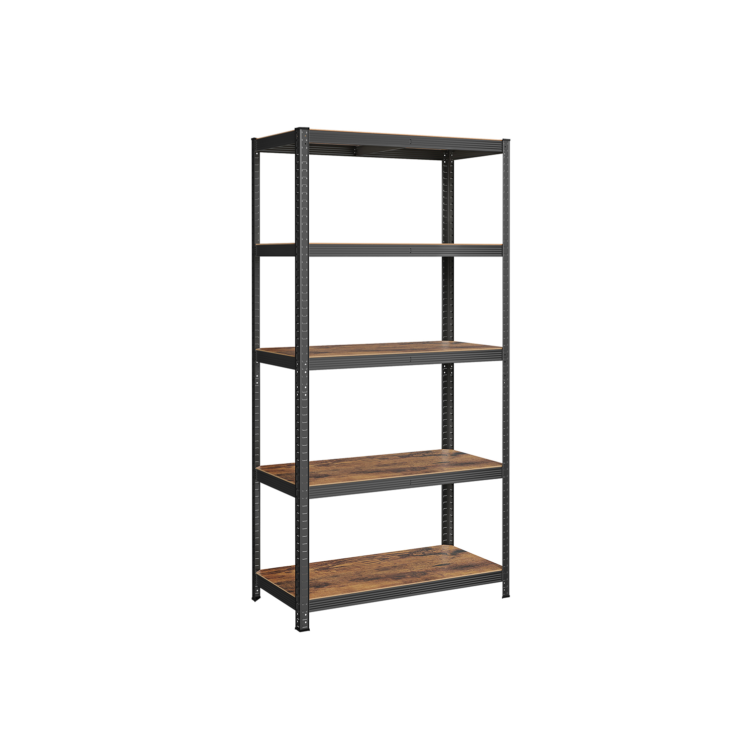 SONGMICS hyllenhet, 50 x 100 x 200 cm, 875 kg lastkapacitet (175 kg per hyllplan), industriell, justerbara förvaringshyllor, för vardagsrum, kök, garage, rustik brun och svart GLR050B11