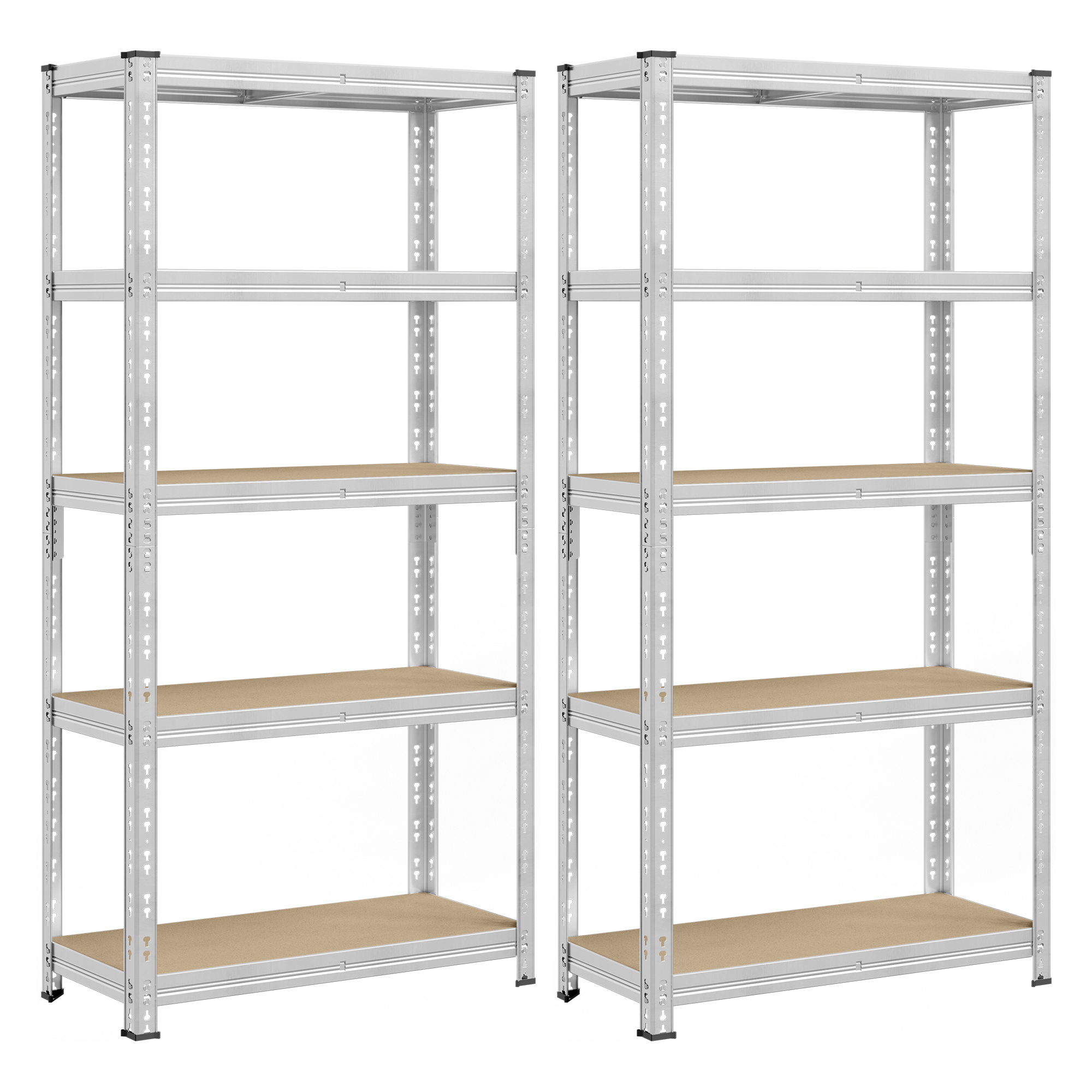 SONGMICS Robuste Opbevaringsreoler, Sæt med 2, Garagereol, 40 x 90 x 180 cm, Understøtter op til 875 kg, Nem Montering, Opbevaringsreol, Justerbare Hylder, Sølv GLR455E01