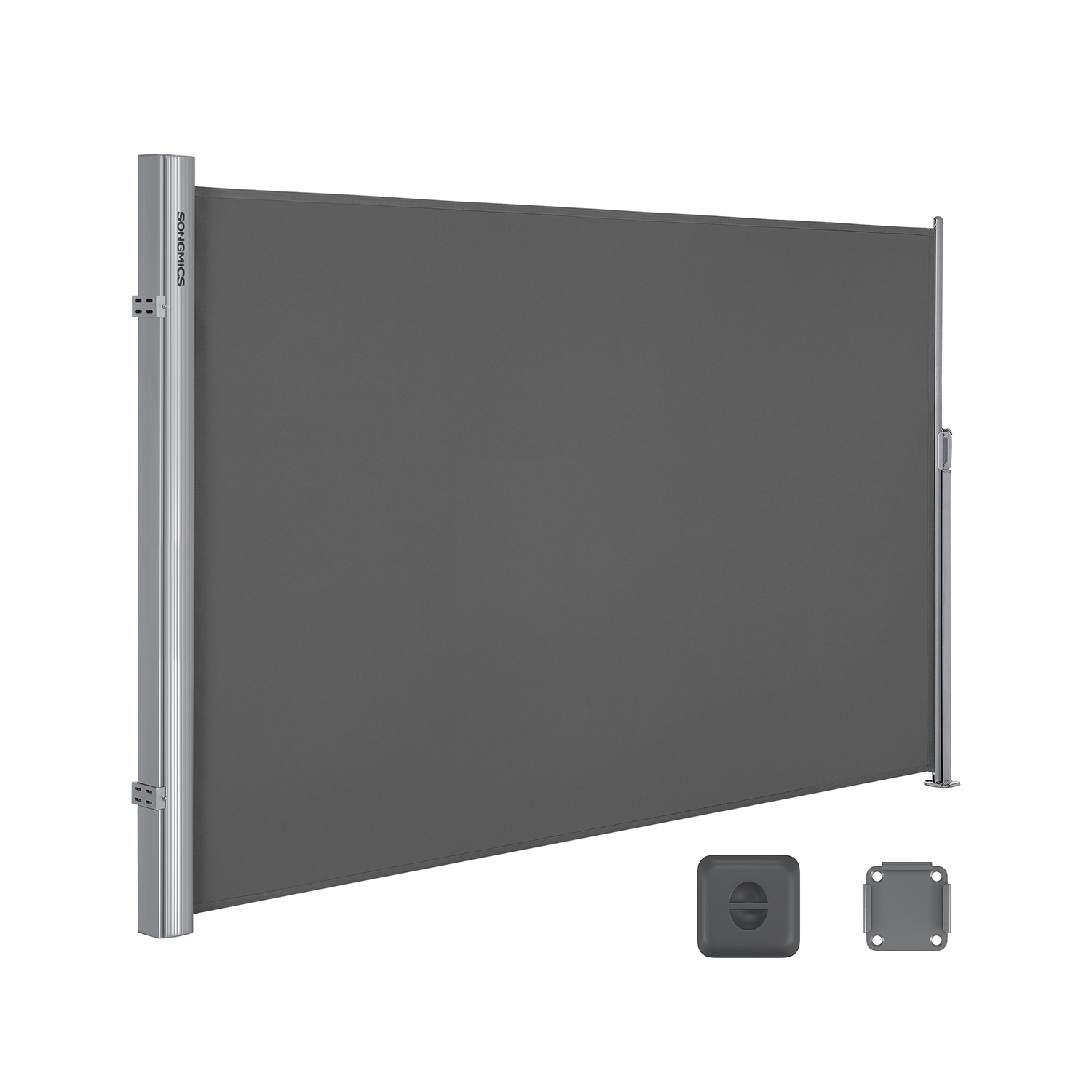 SONGMICS 160 x 400 cm (H x L), sidemarkise til altan og terrasse, beskyttelse af privatlivets fred, solsejl, sidegardin, røget grå GSA164G01