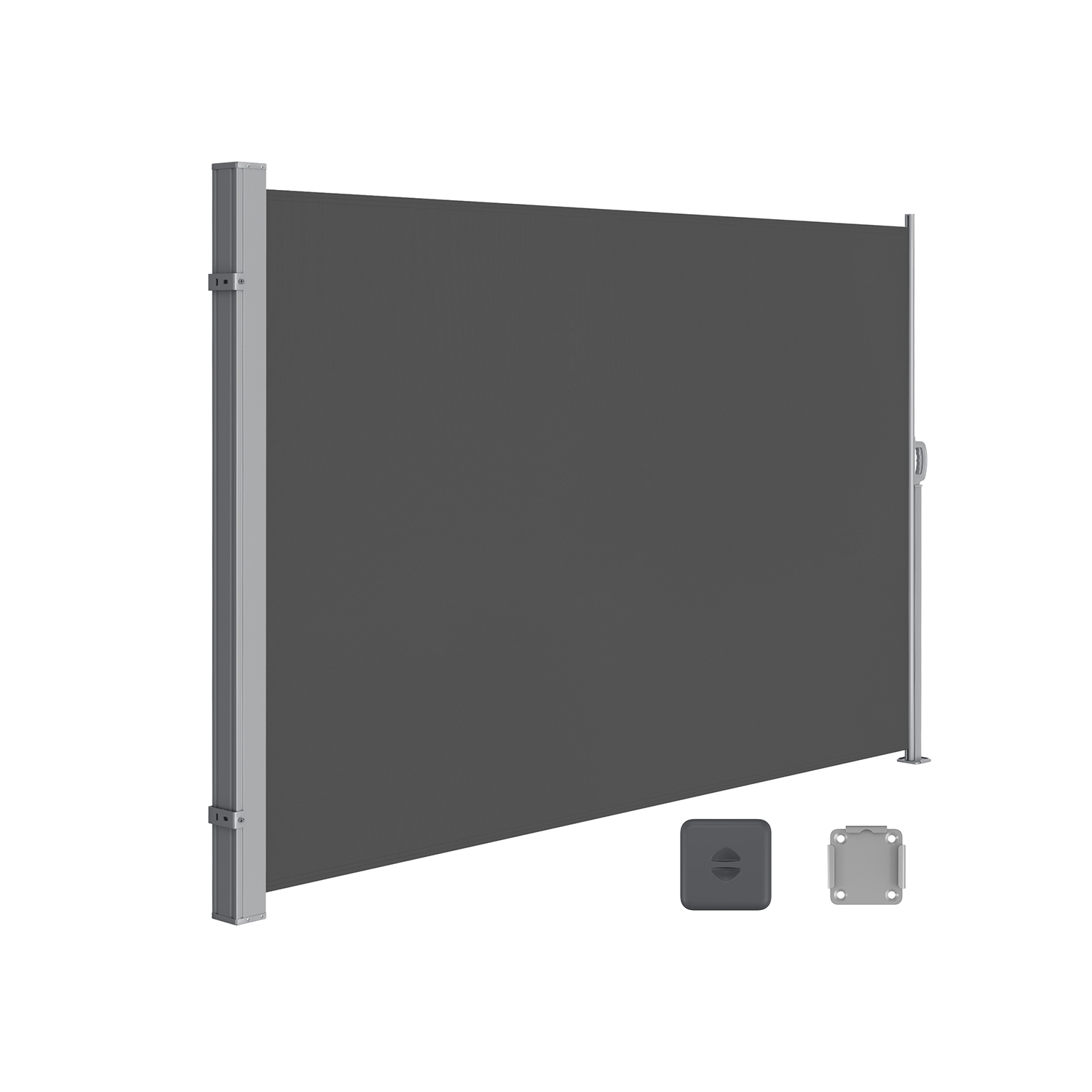 SONGMICS 160 x 350 cm (H x L), sidemarkise til altan og terrasse, beskyttelse af privatlivets fred, solsejl, sidegardin, røget grå GSA165G02