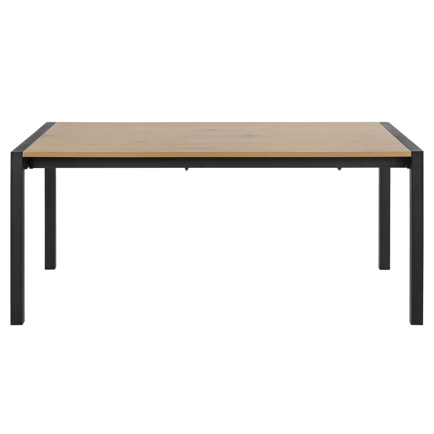ACT NORDIC Bicca spisebord, inkl. 2 tillægsplader - melamin mat vild eg og sort metal (170/250x90)