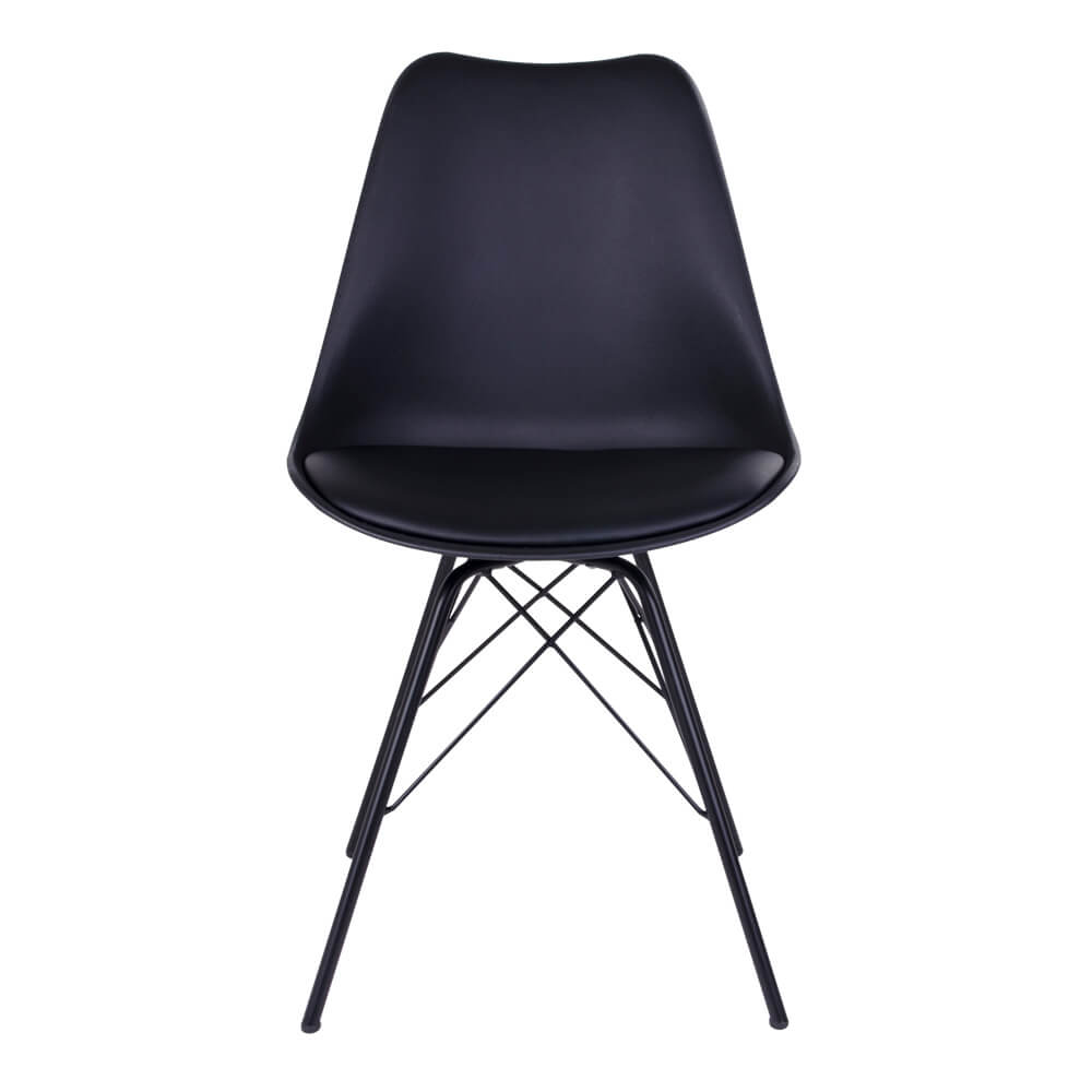 HOUSE NORDIC Oslo spisebordsstol - sort kunstlæder og plastik m. sorte stålben