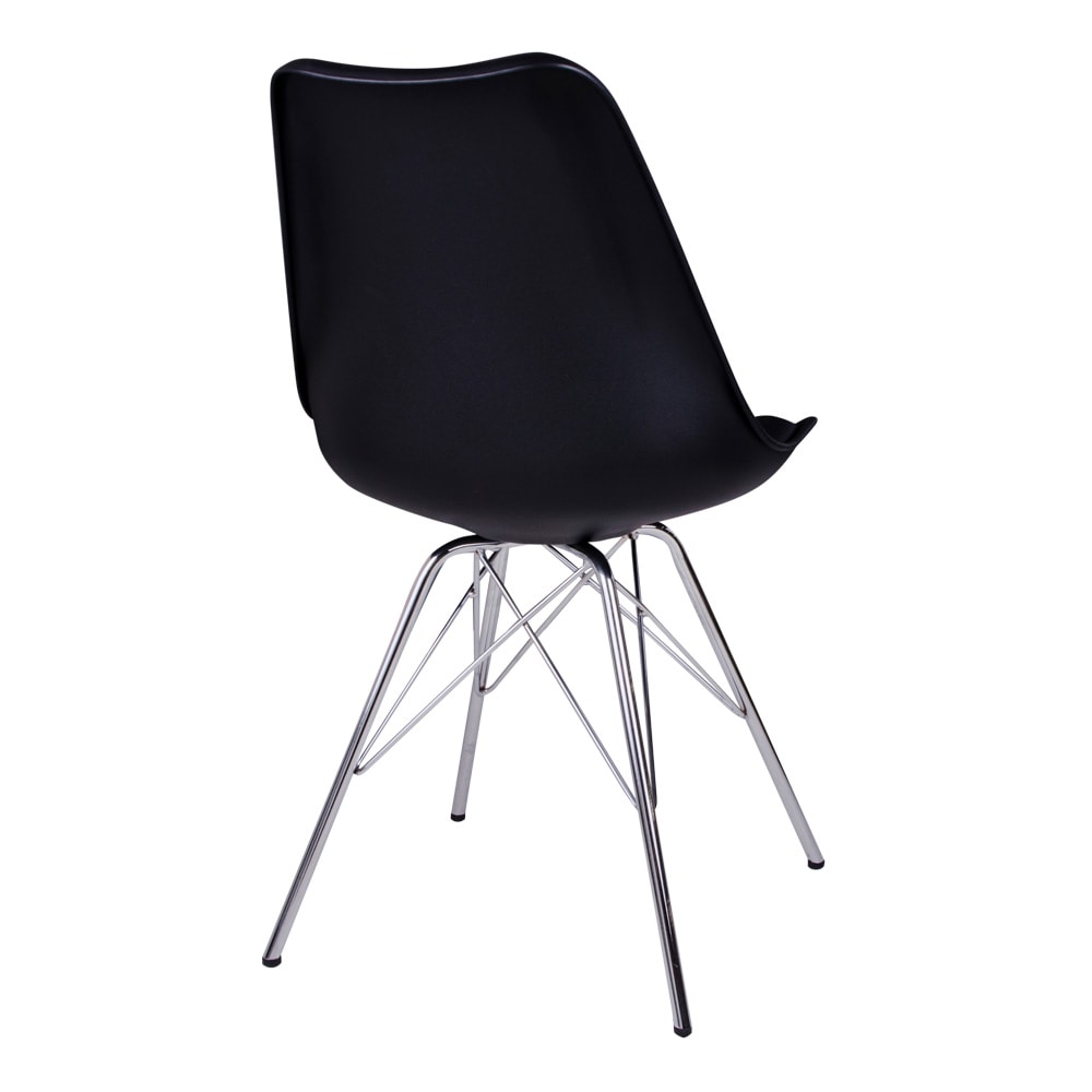 HOUSE NORDIC Oslo spisebordsstol - sort kunstlæder og plastik m. krom ben
