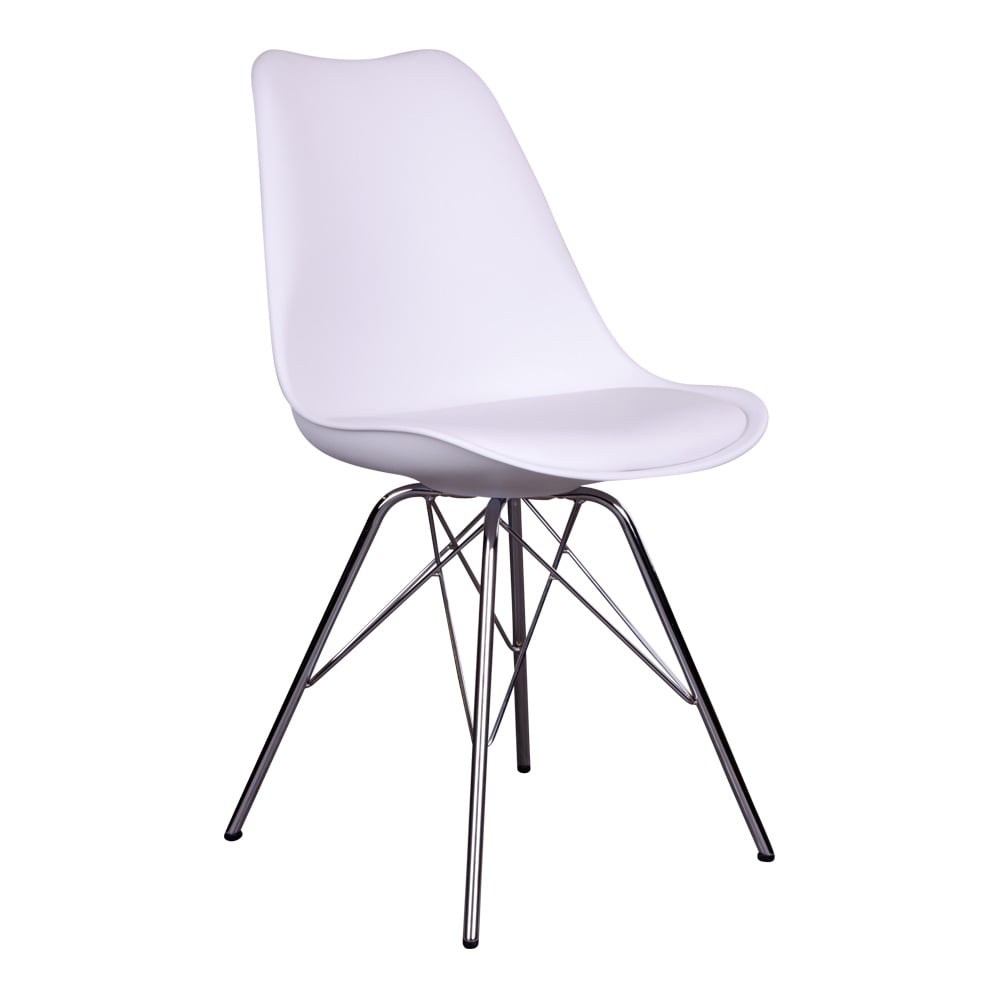 HOUSE NORDIC Oslo spisebordsstol - hvidt kunstlæder og plastik m. krom ben