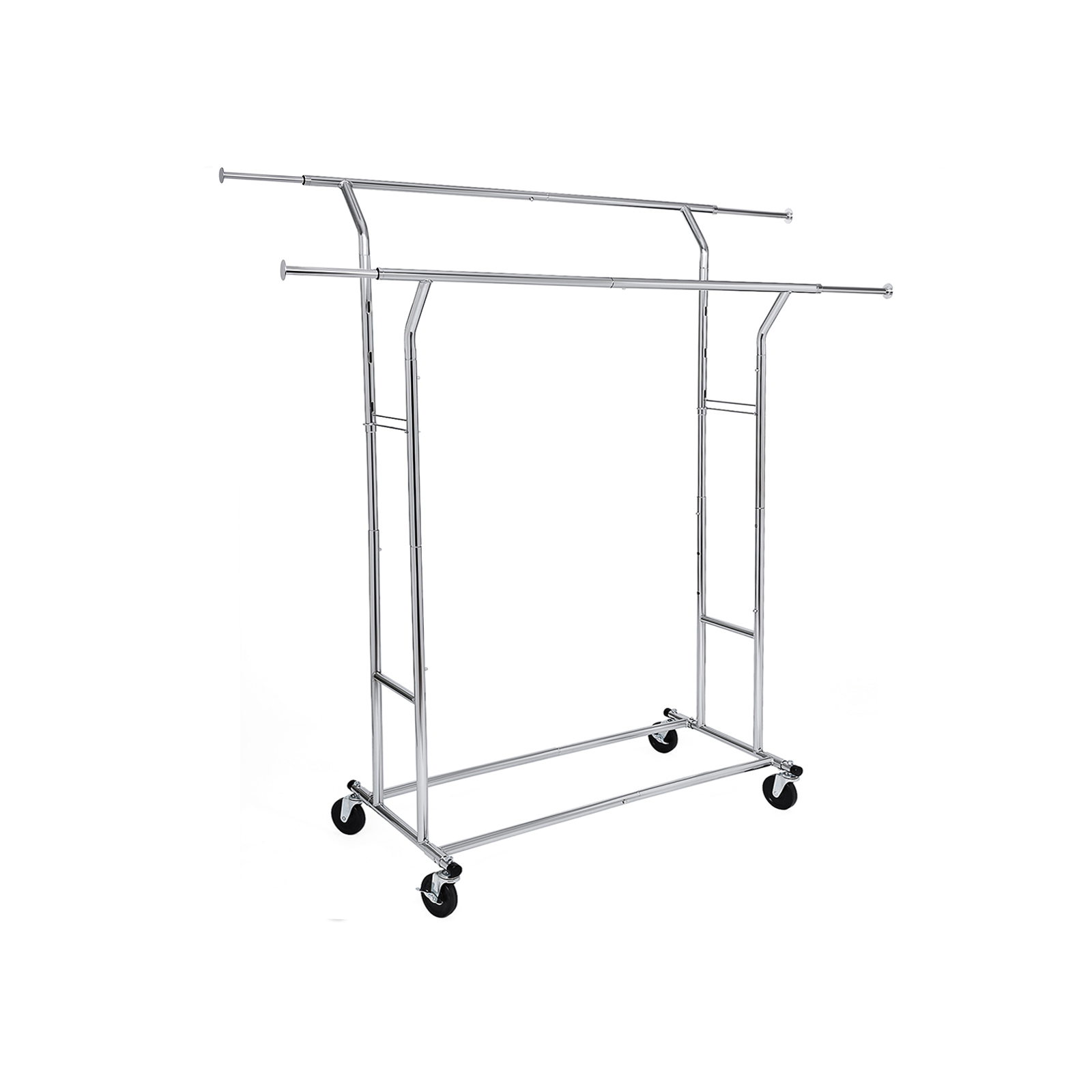 SONGMICS HSR12S Robust klädställ i metall 110 kg Robust klädställ på hjul Längd 129-169 cm Krom