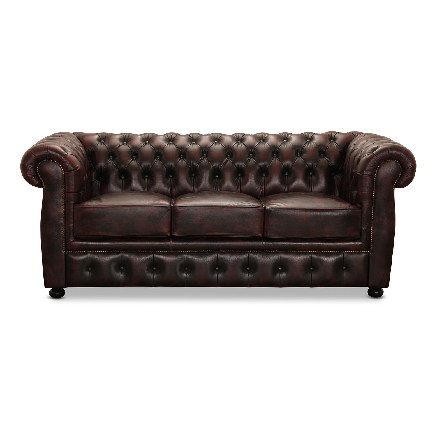 Køb HAGA Liverpool 3 chesterfield sofa – oxblod læder