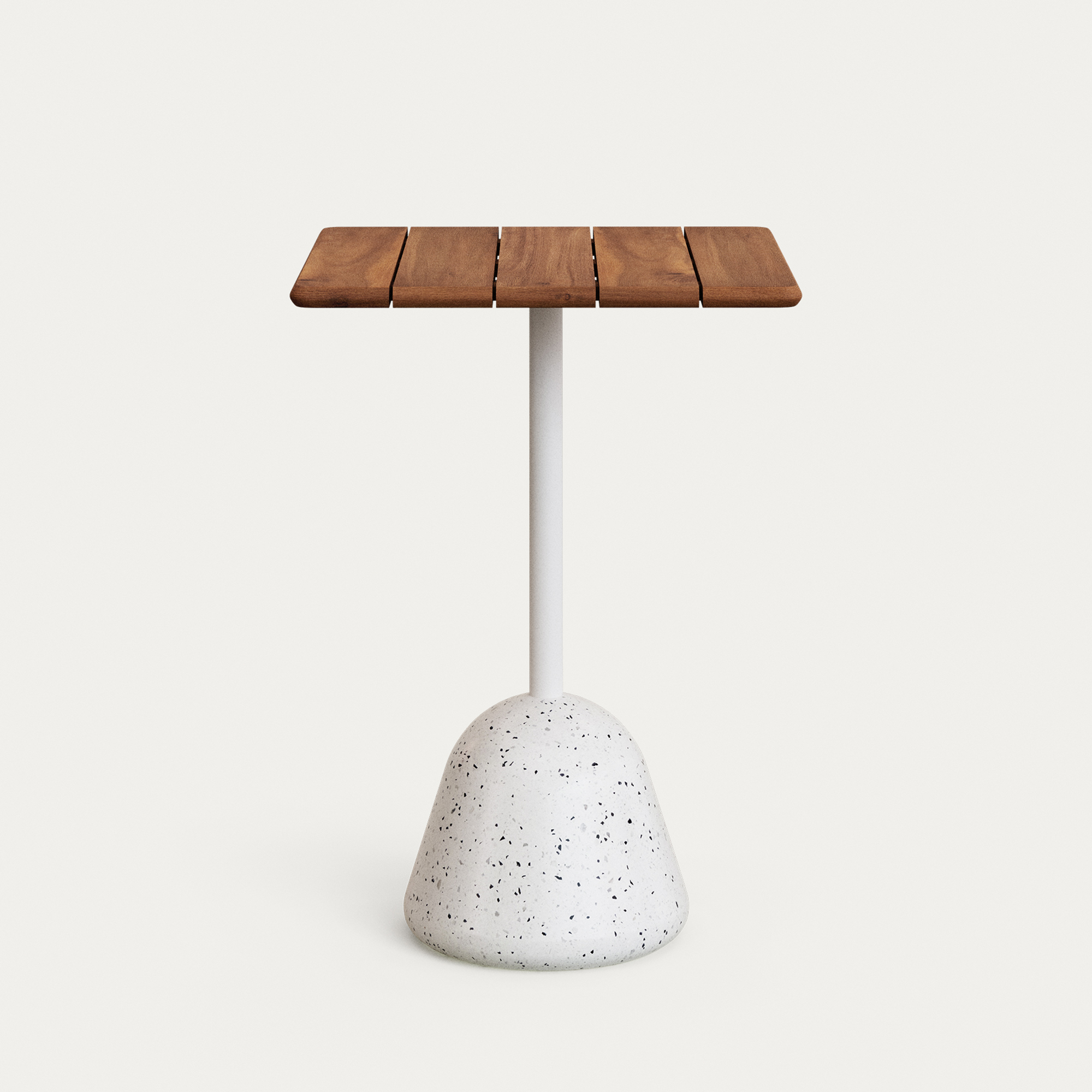 KAVE HOME Saura högt barbord med vit terrazzobotten och akaciaskiva i valnöt 70x70x99cm