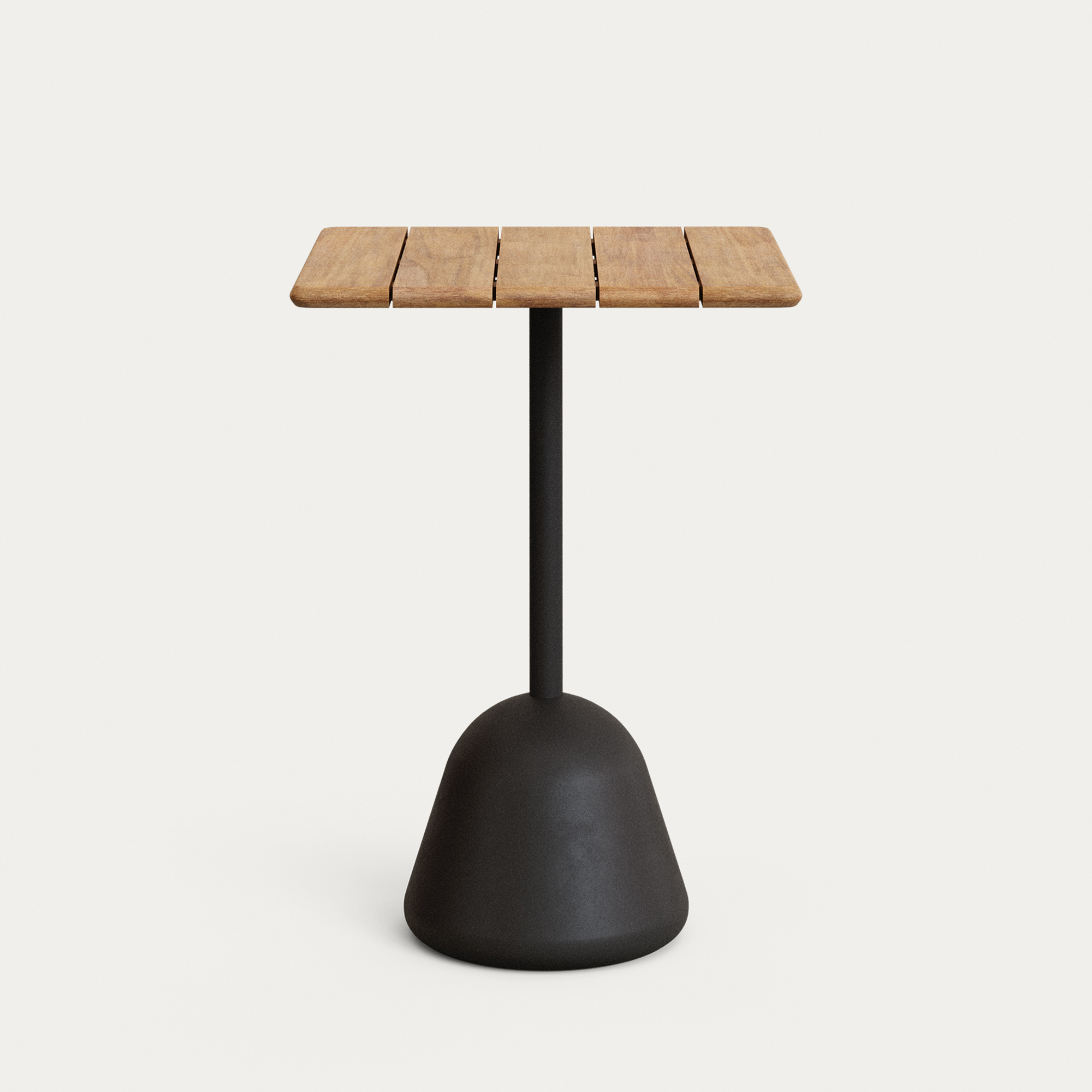 KAVE HOME Saura högt barbord med naturlig finish akaciaskiva och svart cementbotten 70x70x99 cm
