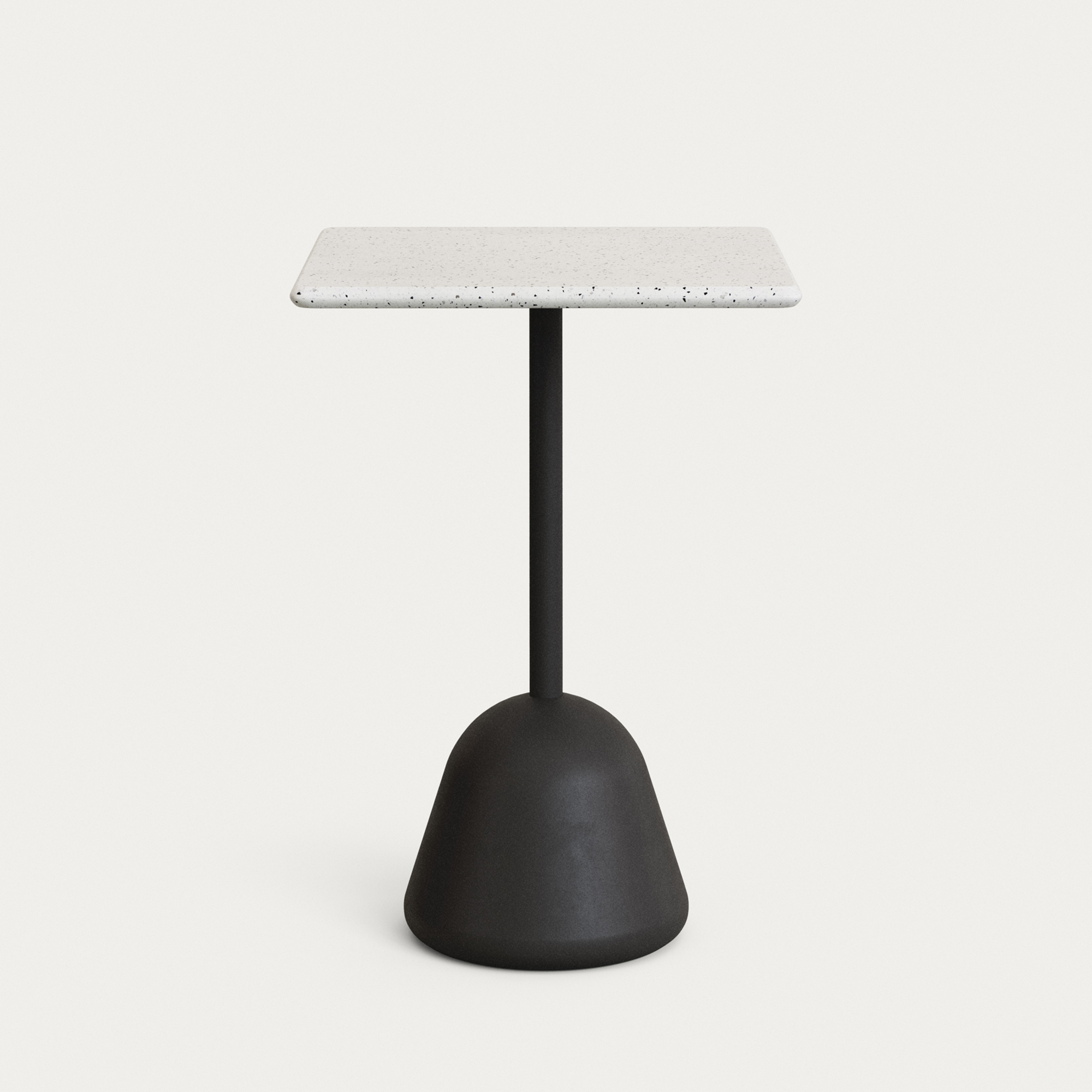 KAVE HOME Saura högt barbord med vit terrazzoskiva och svart cementbotten 70x70x99 cm
