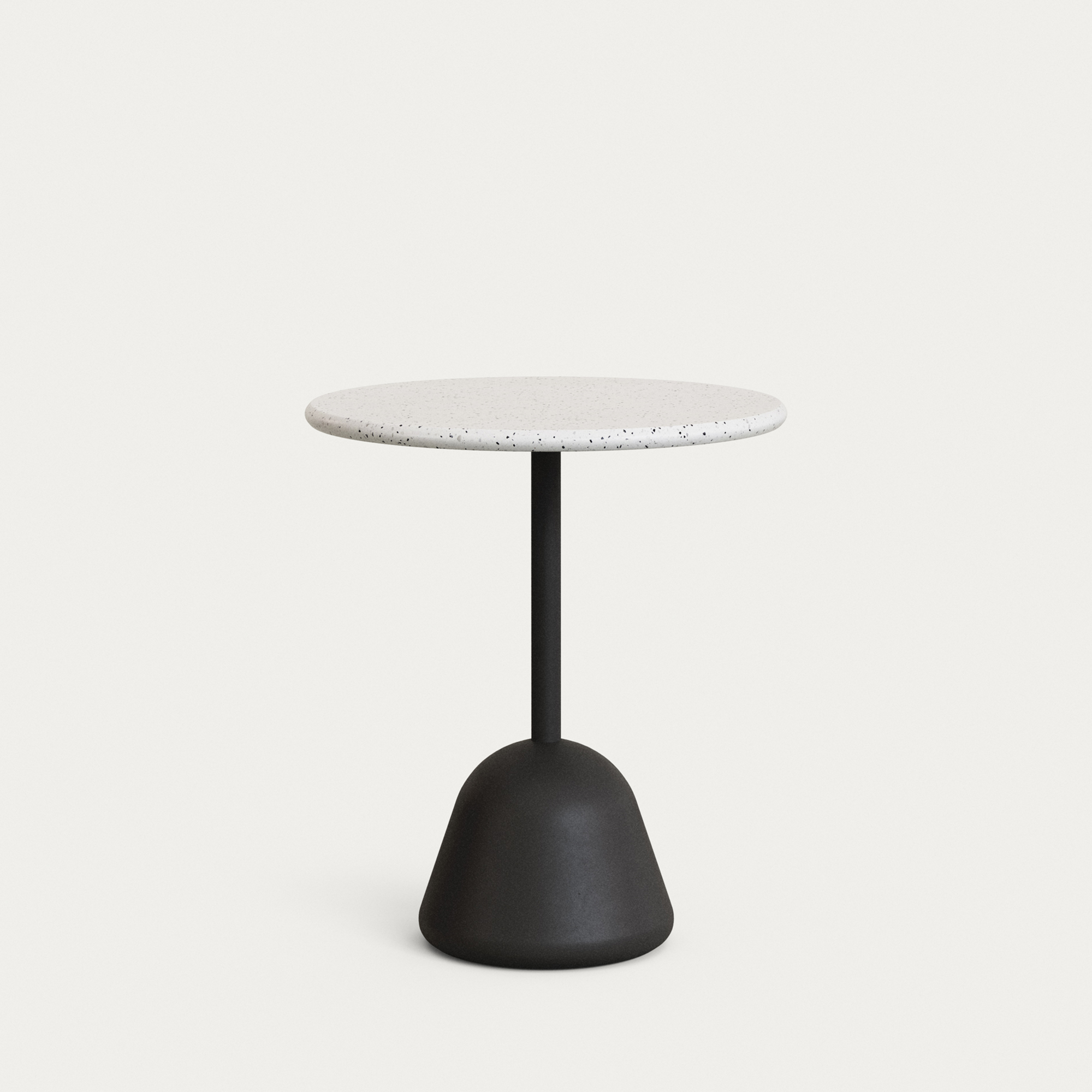 KAVE HOME Saura bord med vit terrazzoskiva och svart cementunderrede É70×75 cm