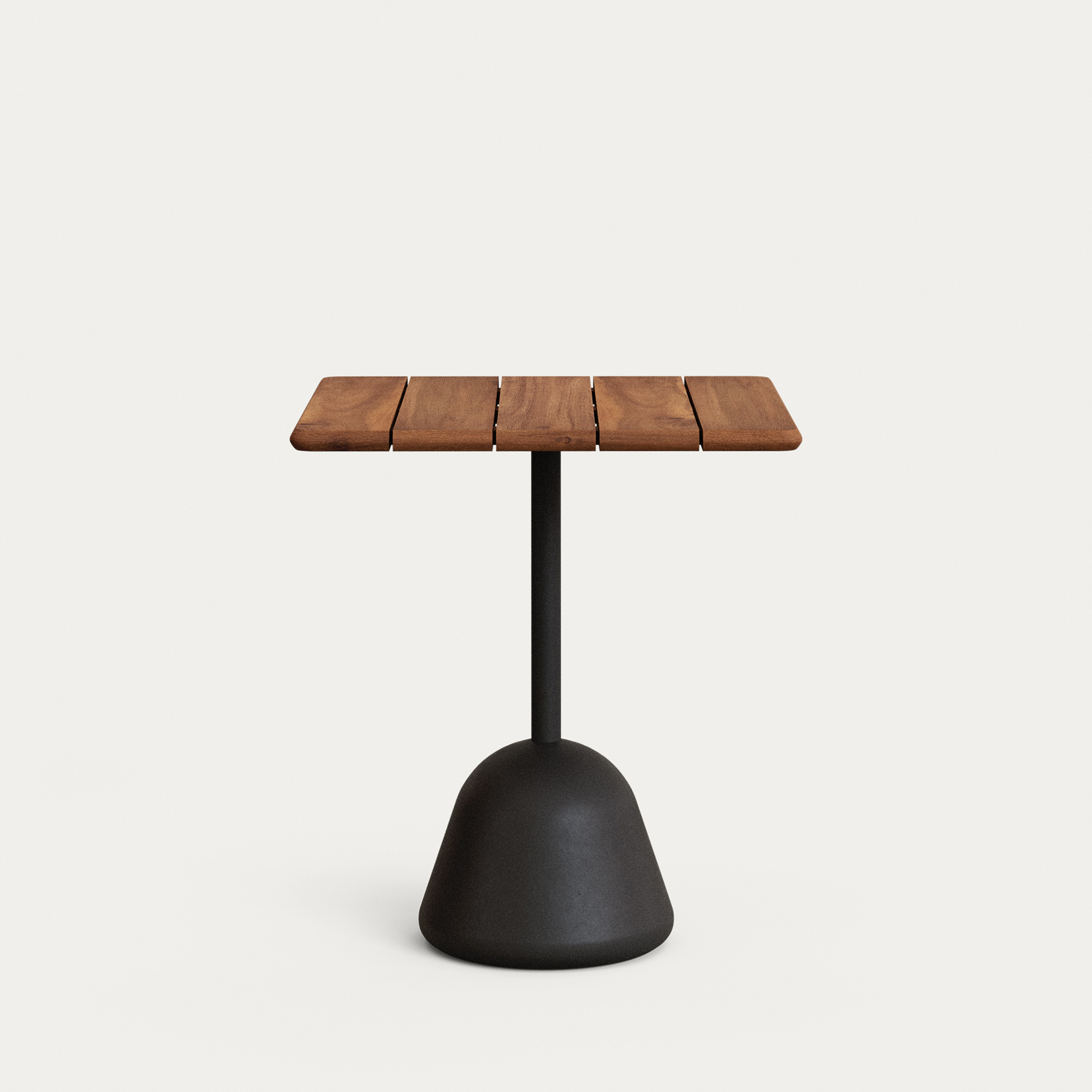 KAVE HOME Saura bord med akaciaskiva, valnötsfinish och svart cementbotten 70x70x75 cm