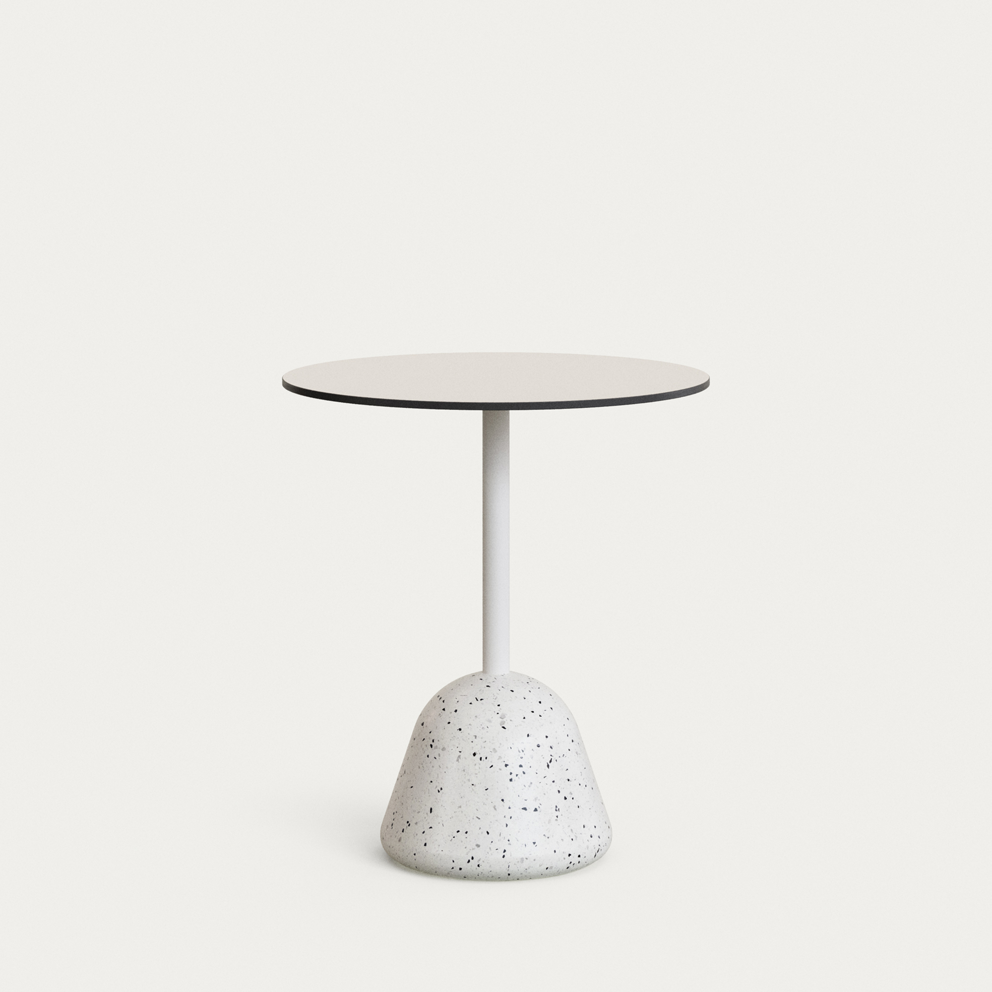 KAVE HOME Tiaret bord med hvid plade og hvid terrazzo bund ÉÂ68×73 cm