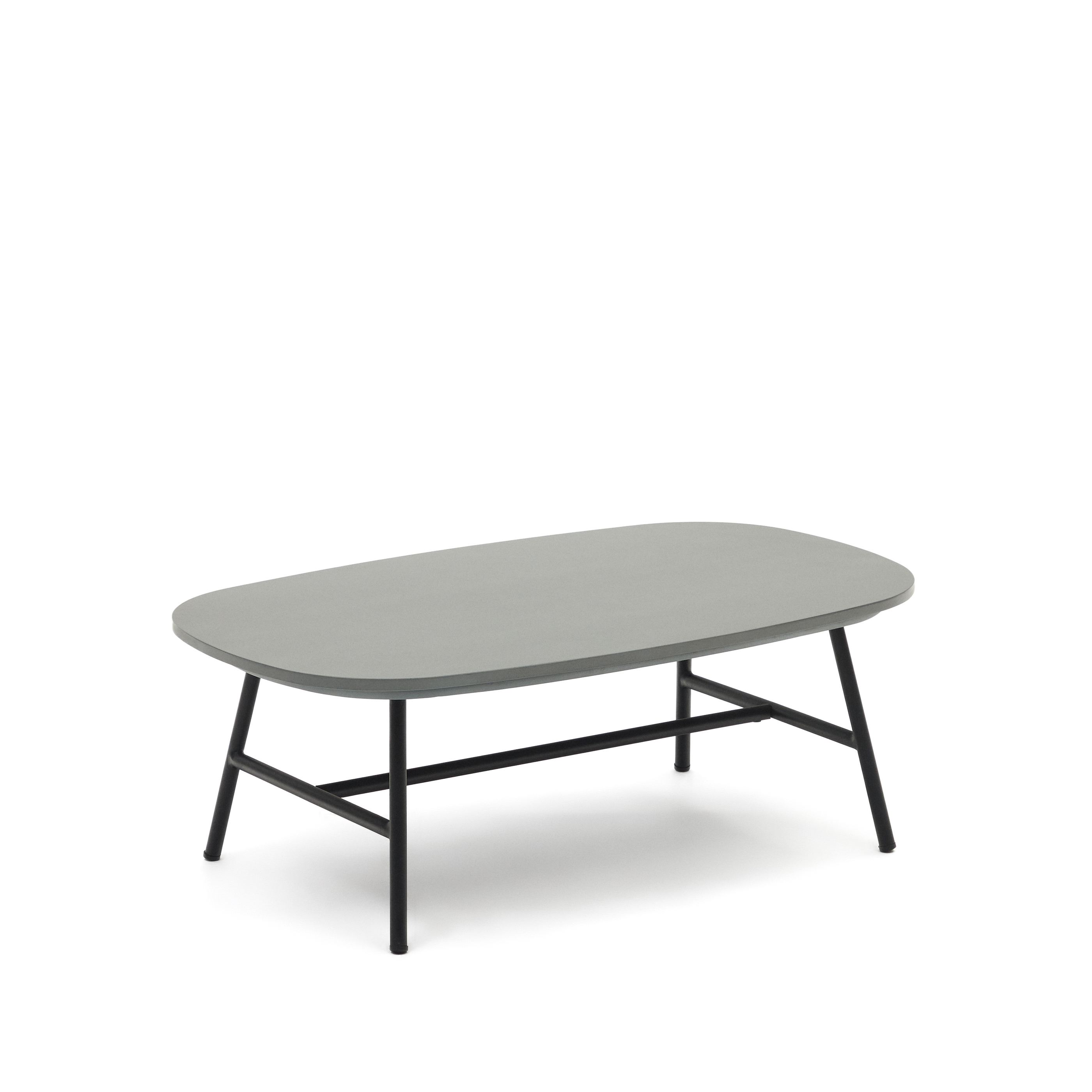 LAFORMA Bramant sofabord, rektangulær - cement og sort stål (100x60)