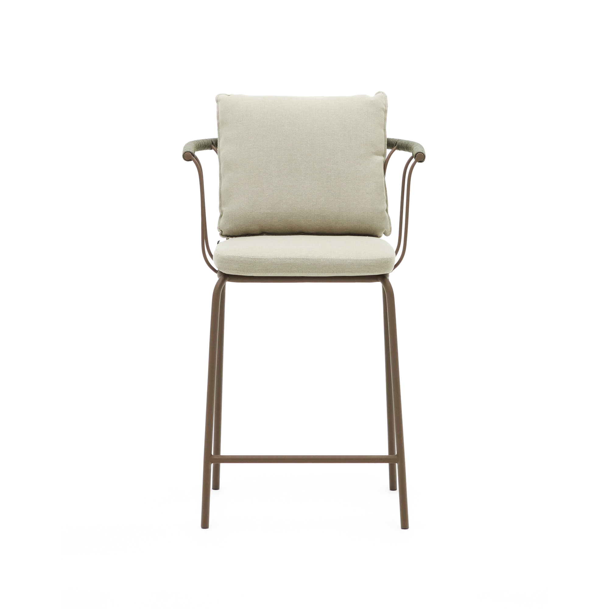 LAFORMA Salguer udendørs barstol, m. beige hynder - grøn reb og brun stål
