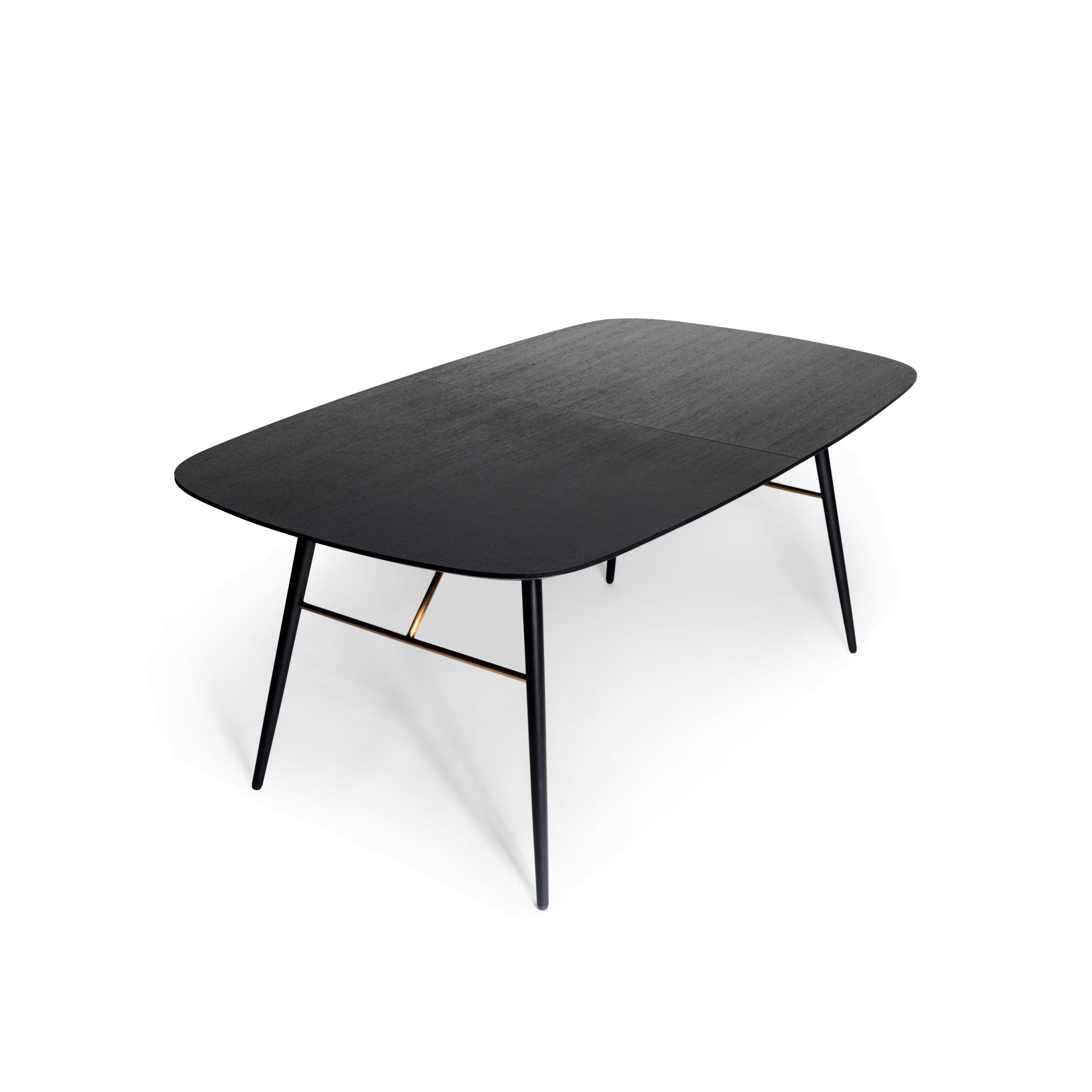 NJORDEC Dawn spisebord, inkl. 1 tillægsplade - sort egefinér og sort metal (180(+50)x105)