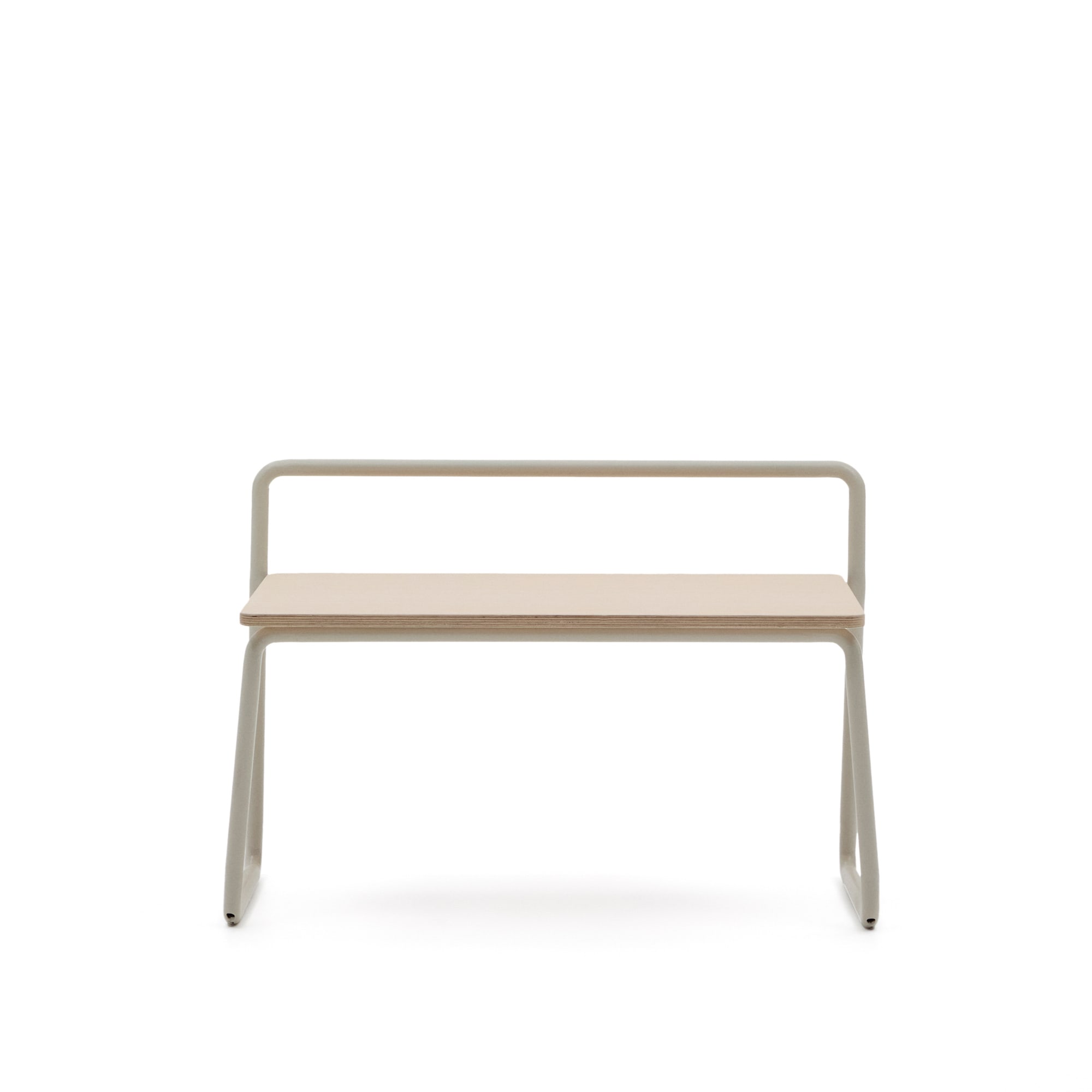 LAFORMA Tinn bænk i askefinér med beige metalstruktur, 75 cm