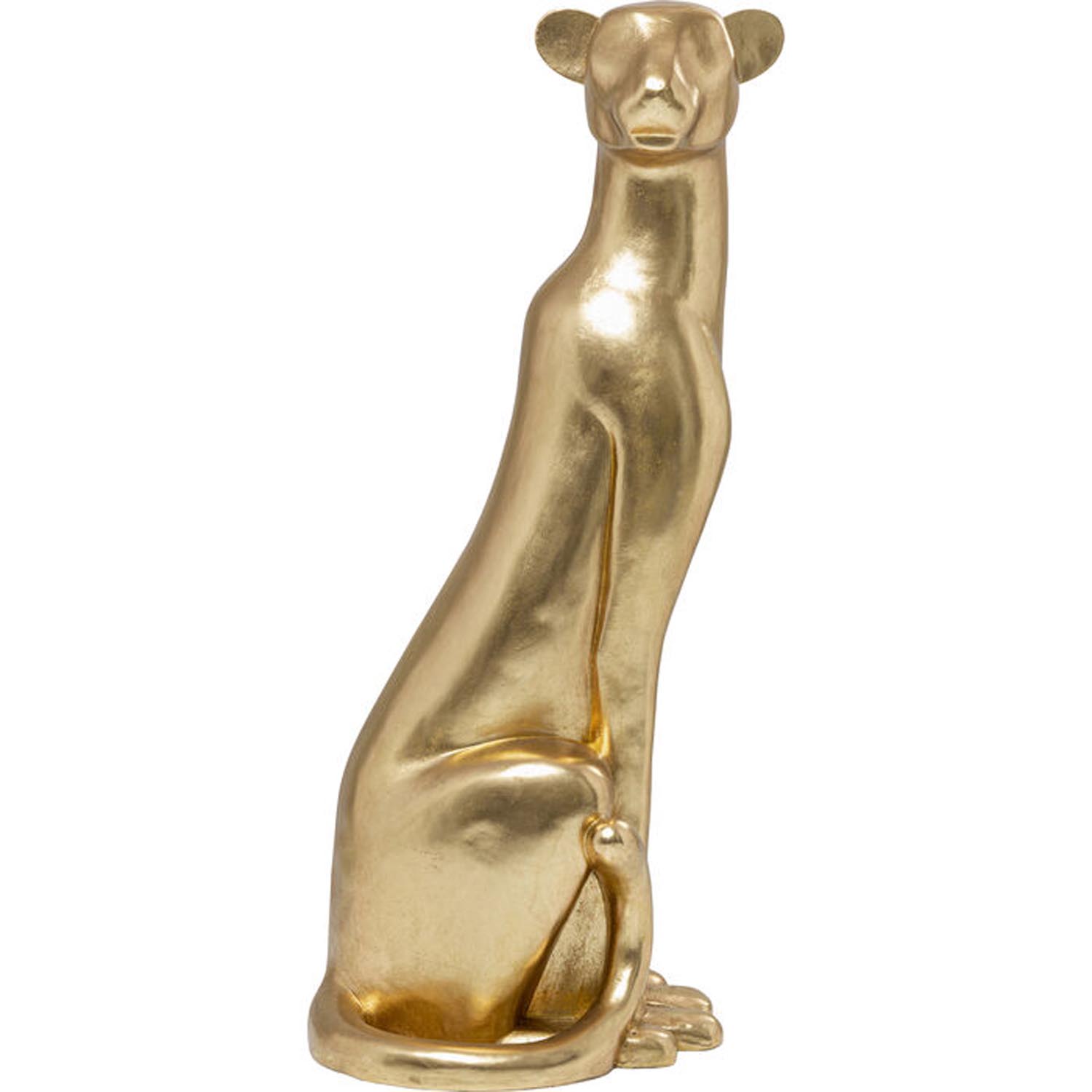 KARE DESIGN Sitting Leopard figur - guld polyresin (H:150cm)