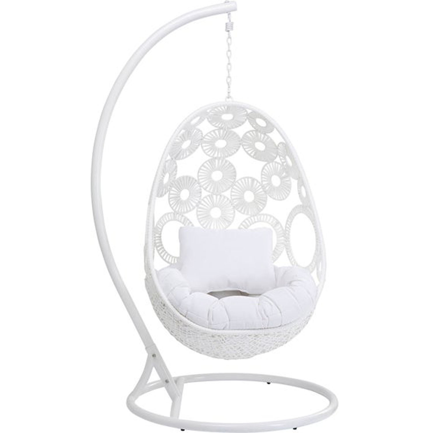 #2 - KARE DESIGN Ibiza White hængestol - hvid polyester, polyrattan og stål