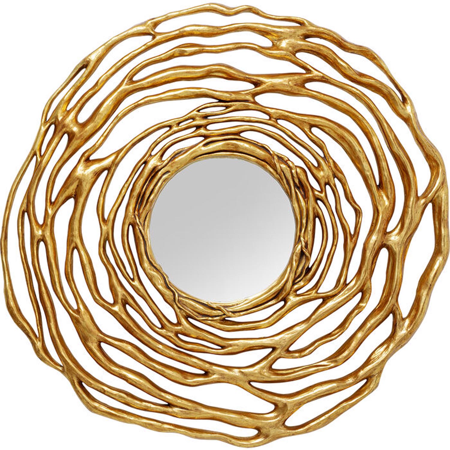KARE DESIGN Twiggy Gold vægspejl, rund - spejlglas og guld polyresin (Ø121)