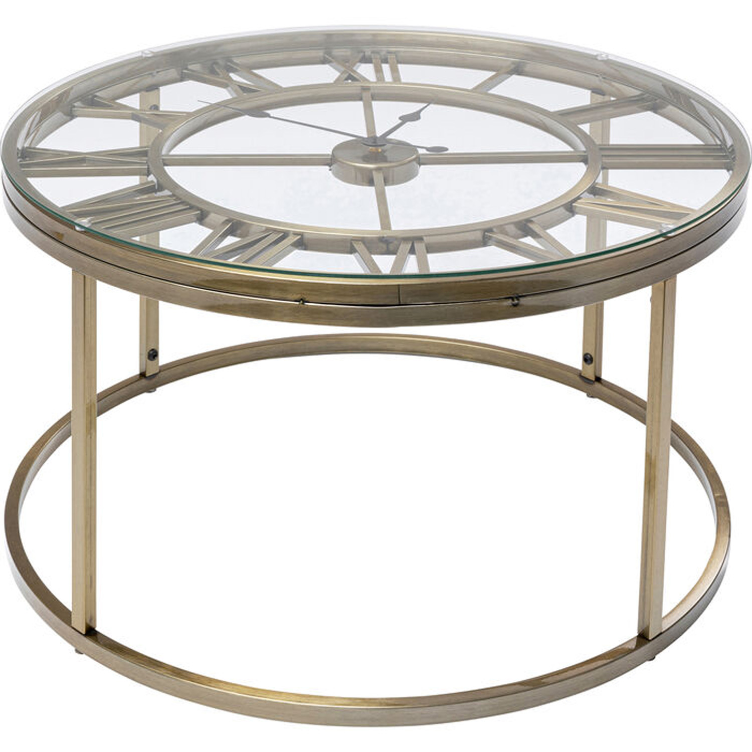 KARE DESIGN Roman Brass sidebord, m. ur - klar glas og messing stål (Ø76)