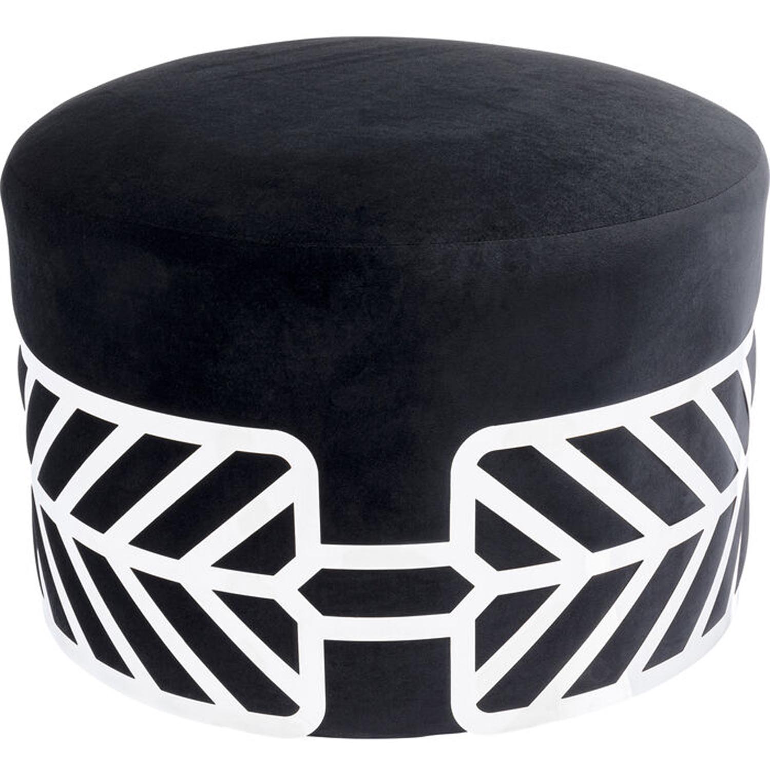 KARE DESIGN Jenna Black taburet, rund - sort polyester og stål (Ø61)